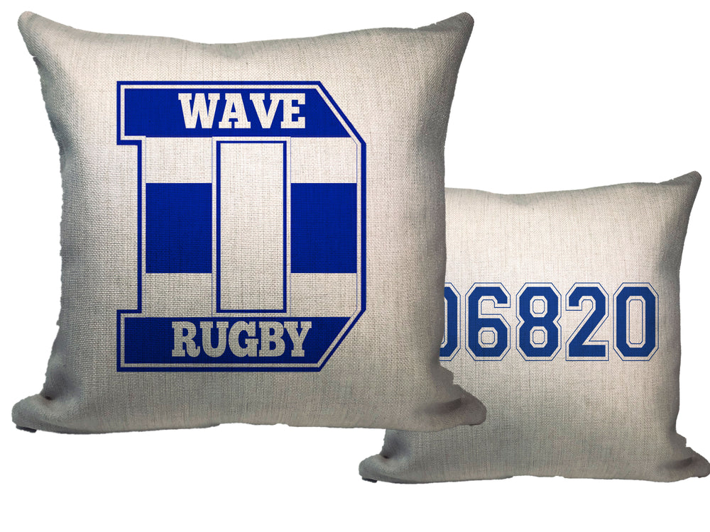 Blue Wave Rugby Throw Pillow - Zip