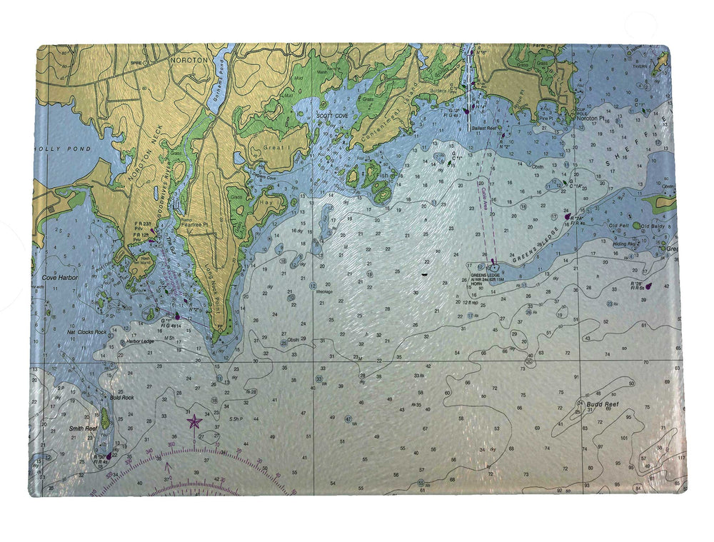 Nautical Charts Glass Cutting Boards