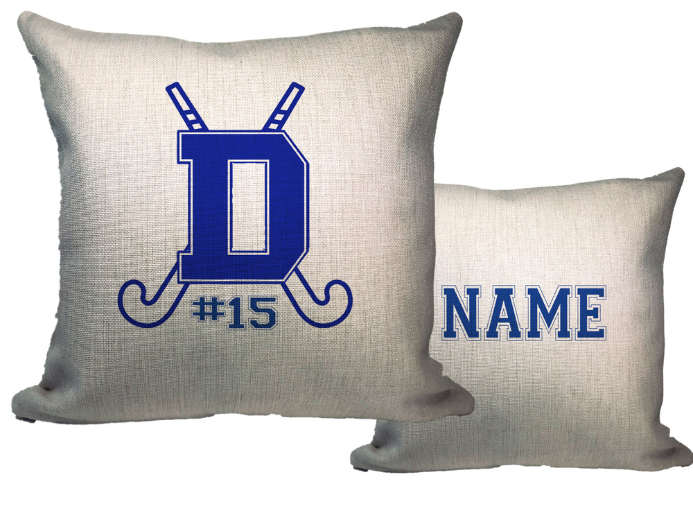 Blue Wave Field Hockey Throw Pillow - Name & Number