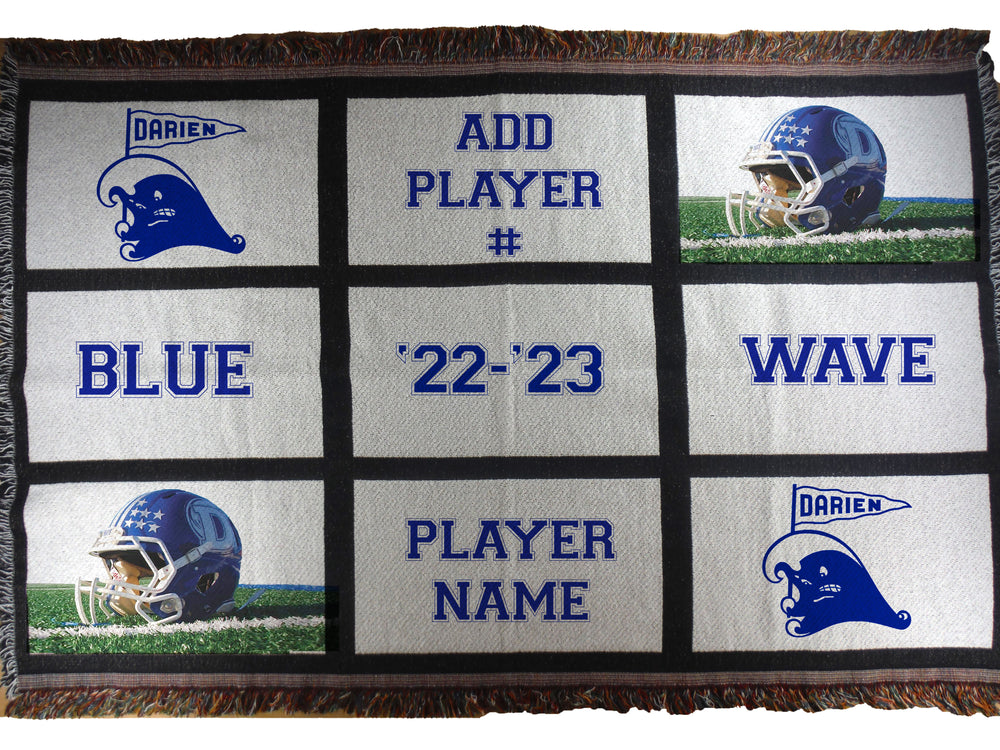 Nine Panel Throw Blanket - Blue Wave Football