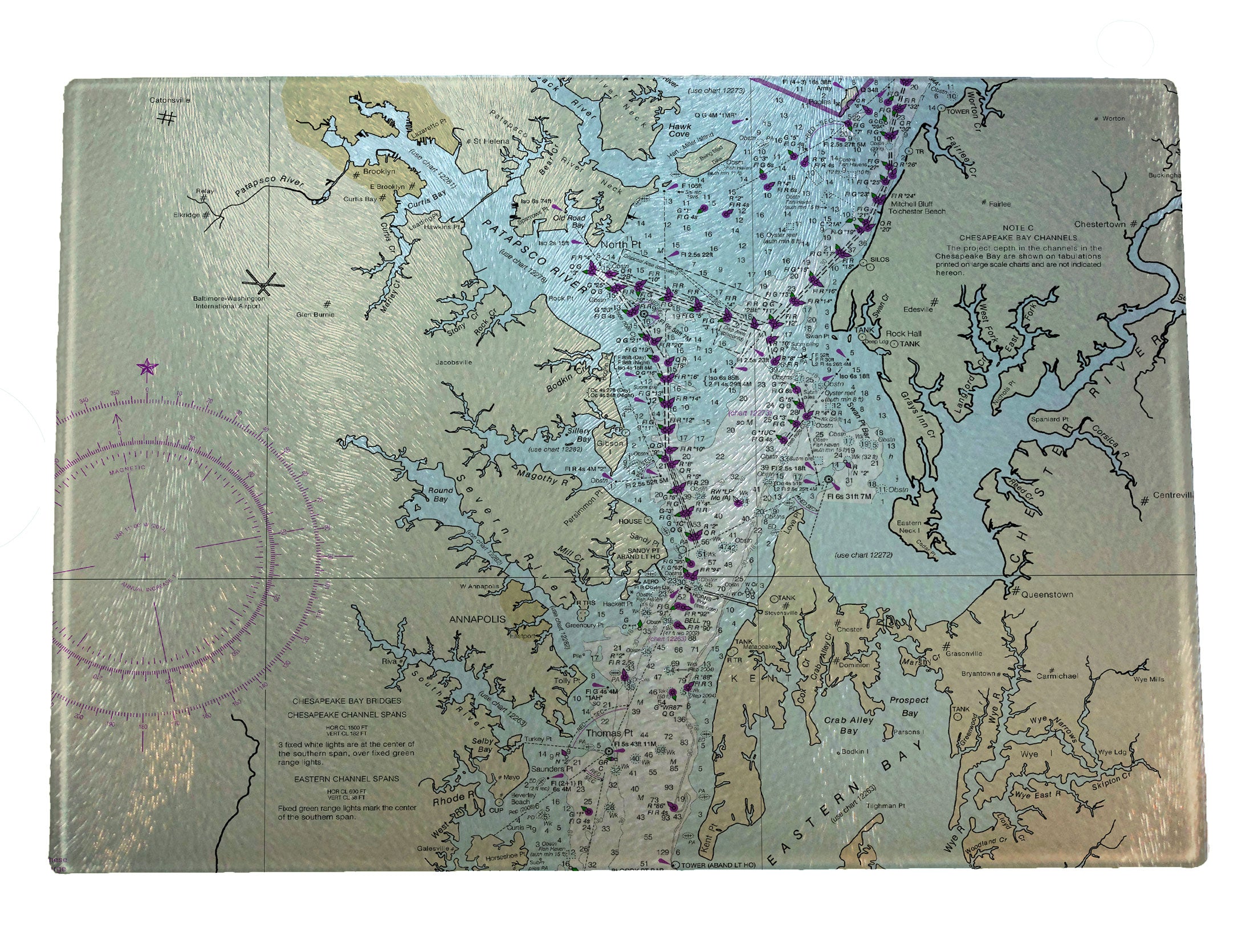 Nautical Charts Glass Cutting Boards