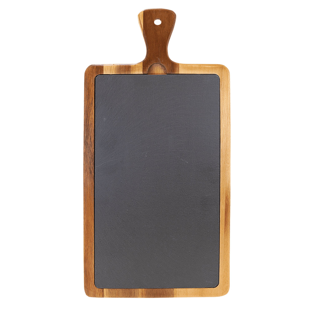 Acacia Wood & Laser Engraved Slate Paddle Shaped Board