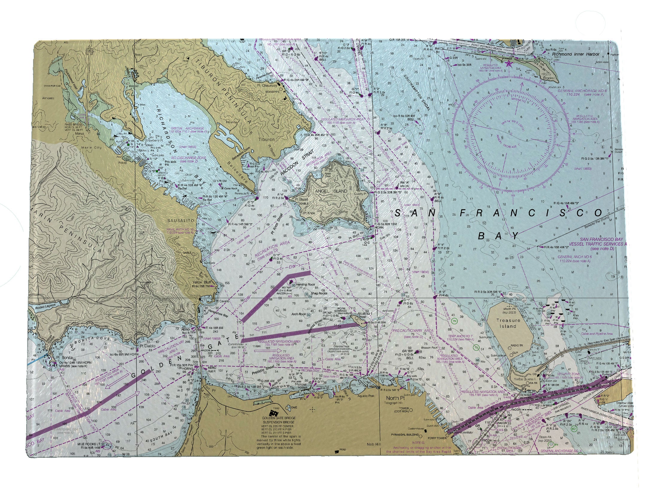 Nautical Charts Glass Cutting Boards