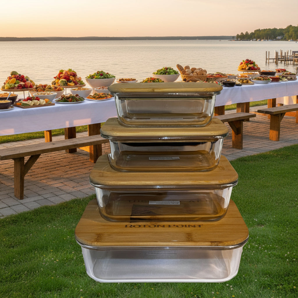 Grove Glass Containers with Engraved Bamboo Lid