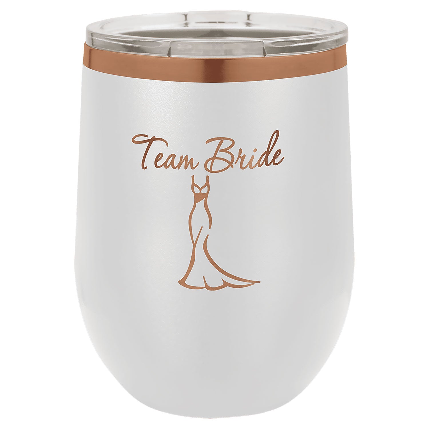 White Rose Gold Engraved Wine Tumbler 12oz