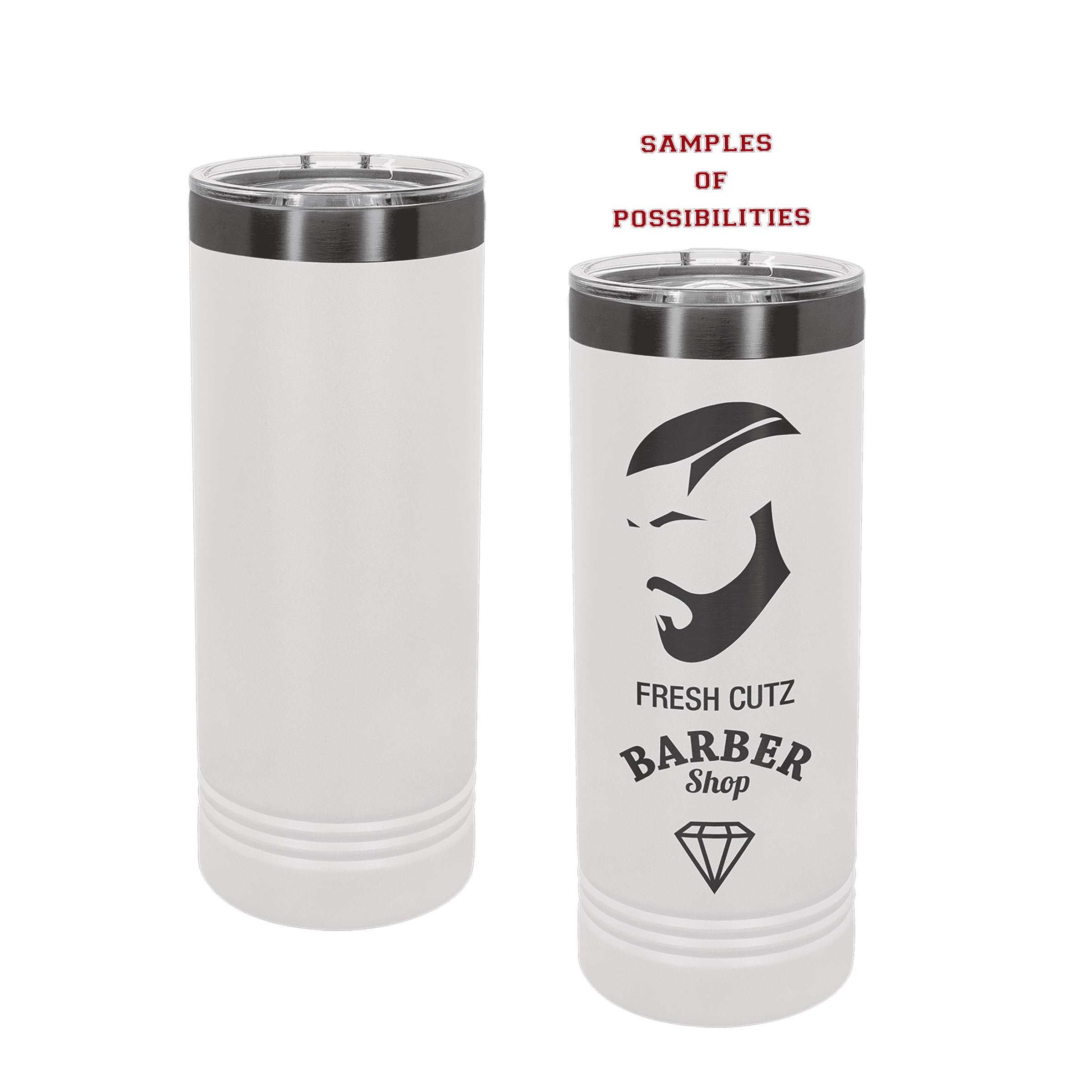 White Ghost Black Engraved Skinny Tumbler 22oz