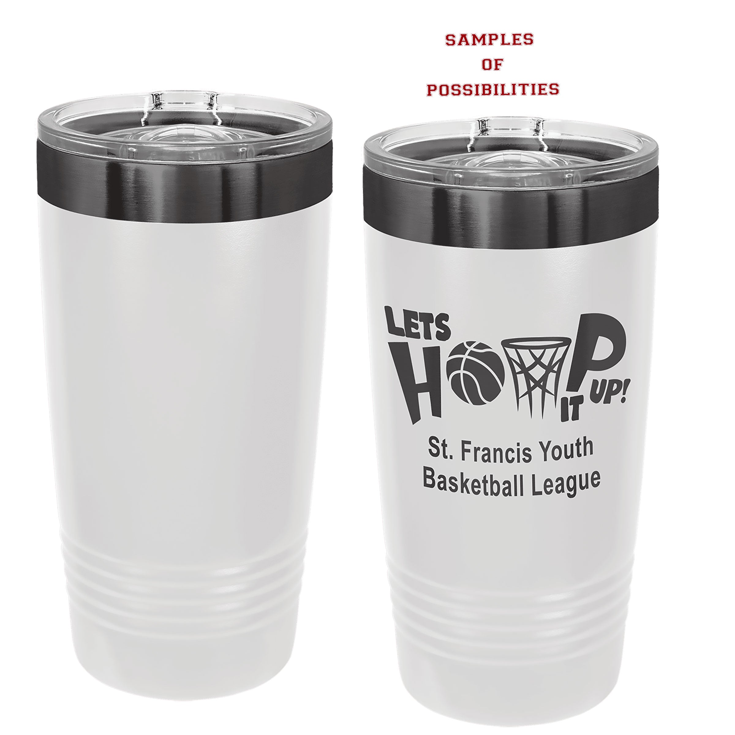 White Ghost Black Engraved Tumbler 20oz