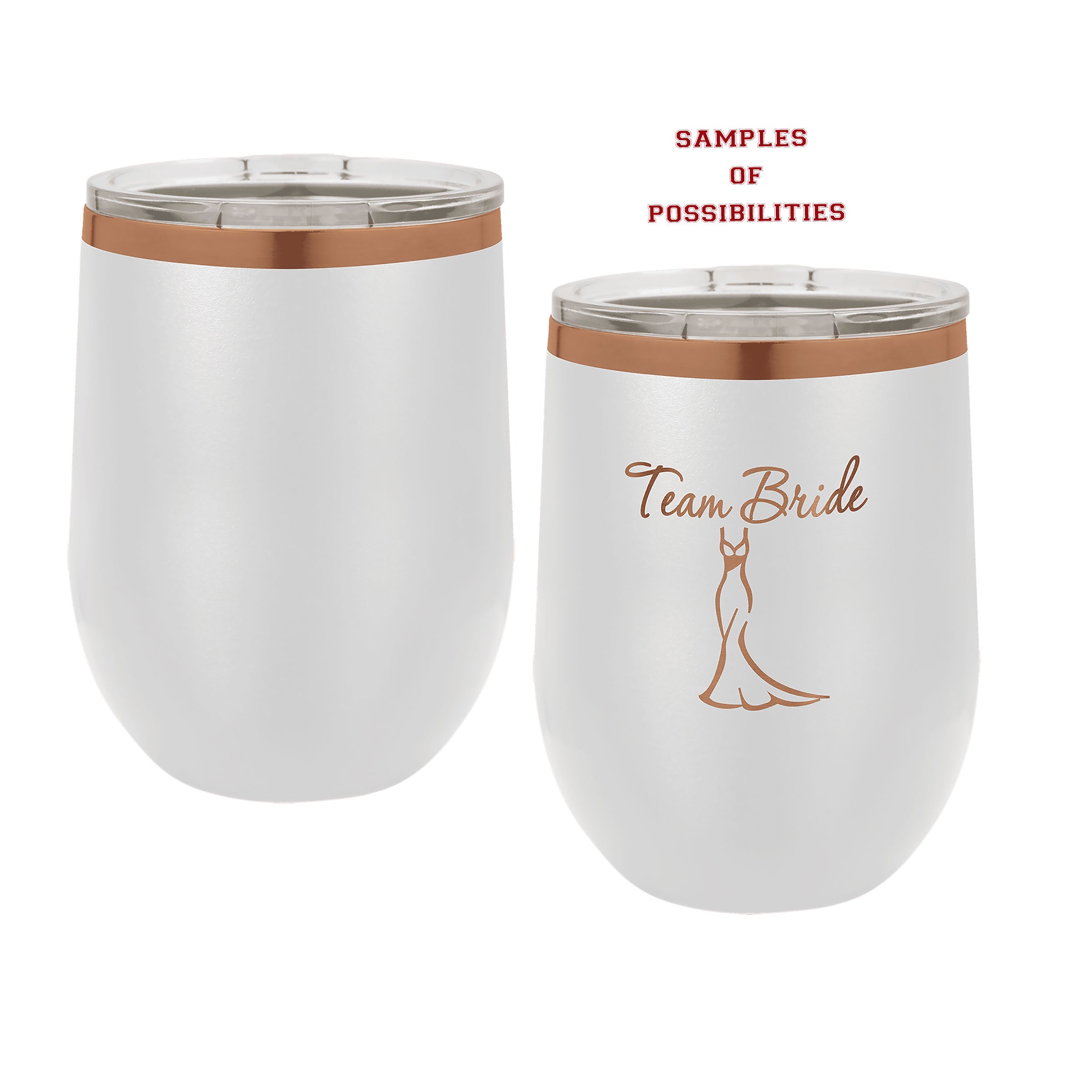 White Rose Gold Engraved Wine Tumbler 12oz