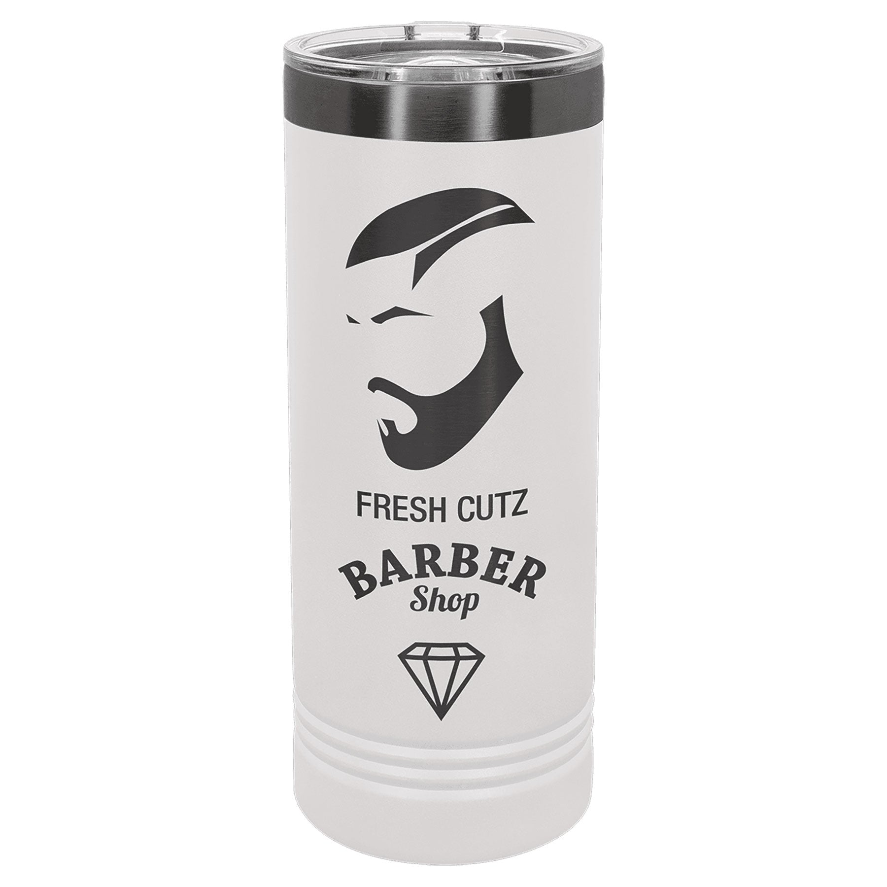 White Ghost Black Engraved Skinny Tumbler 22oz