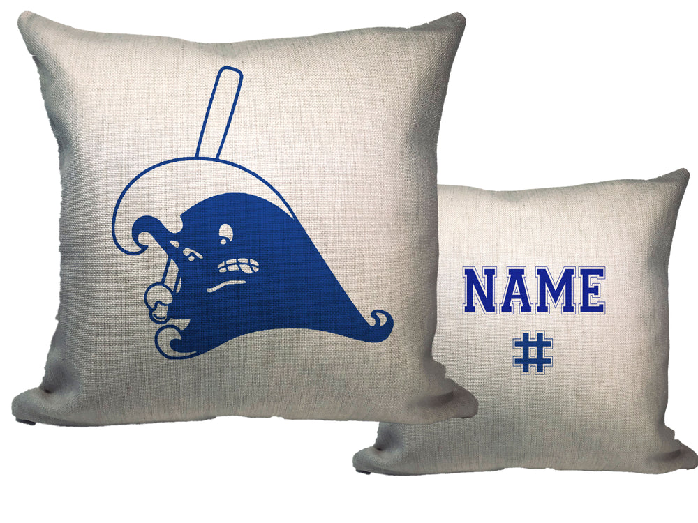 Blue Wave Baseball Throw Pillow - Name