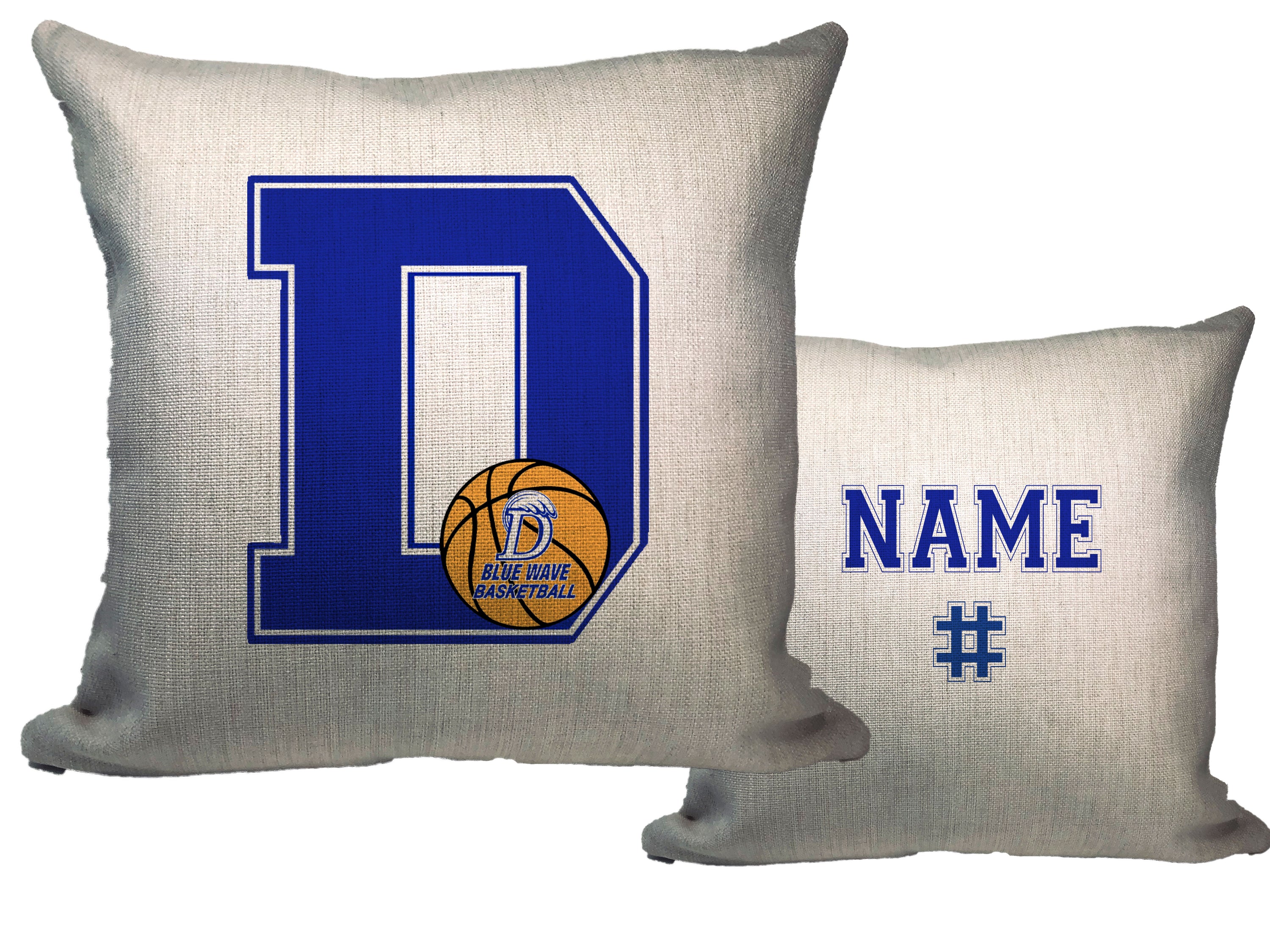 Blue Wave Basketball Throw Pillow - Name & Number