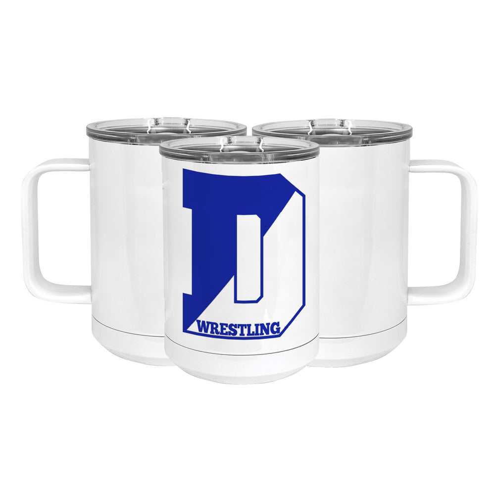 Blue Wave Wrestling Stainless Steel Coffee Mug with Lid