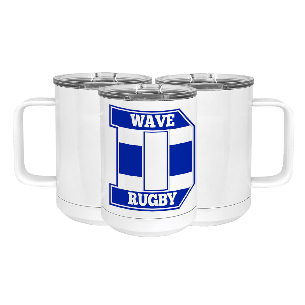 Blue Wave Rugby Stainless Steel Coffee Mug with Lid