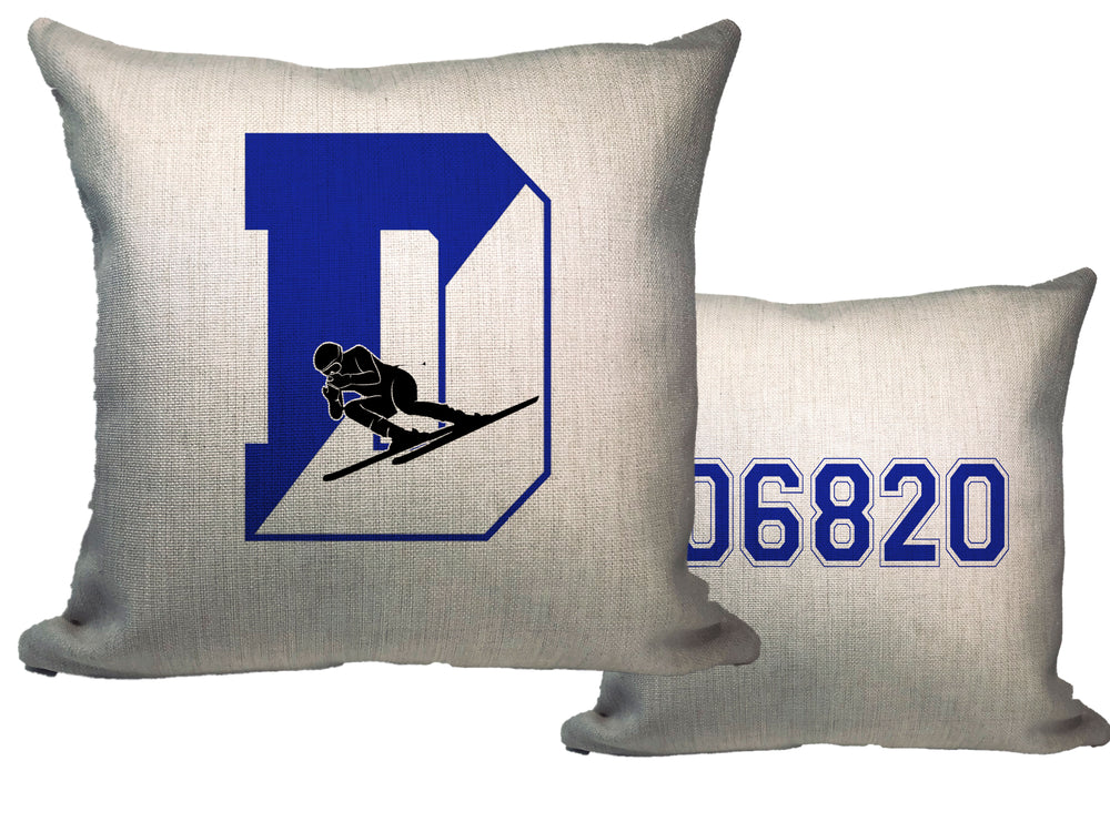 Blue Wave Ski Team Throw Pillow - Zip Code