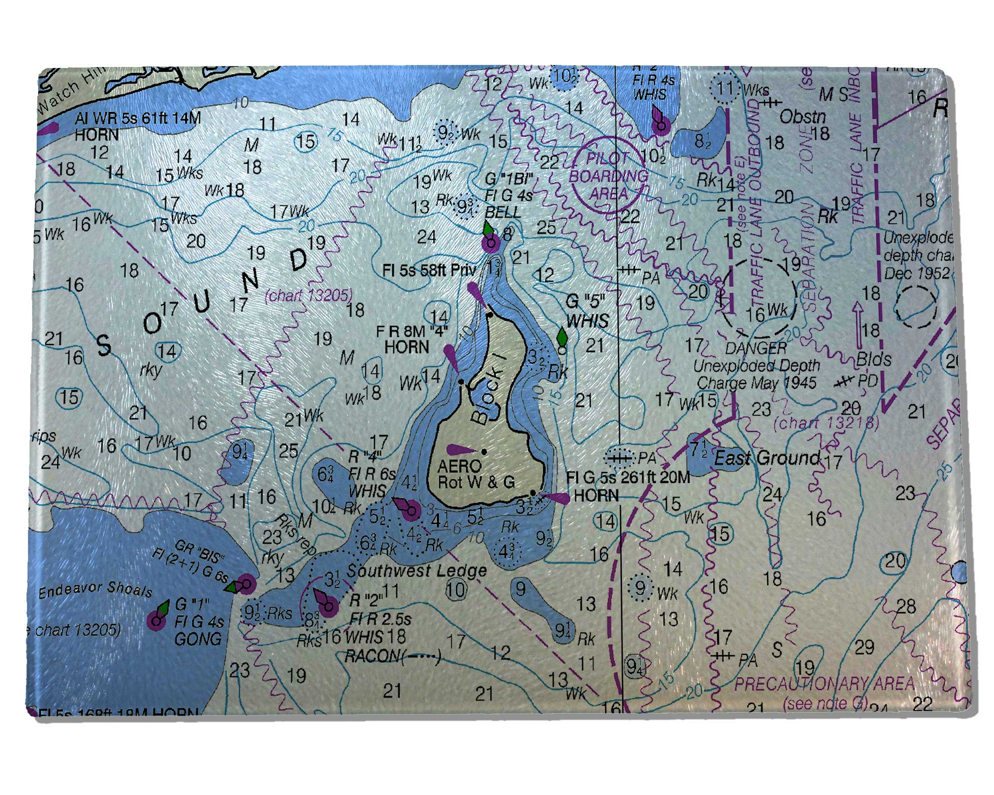 Nautical Charts Glass Cutting Boards