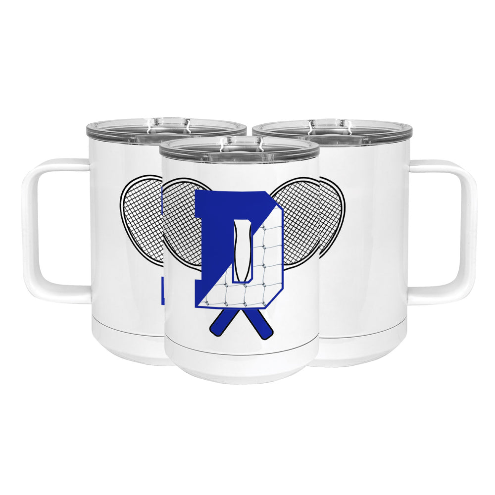 Blue Wave Tennis Stainless Steel Coffee Mug with Lid