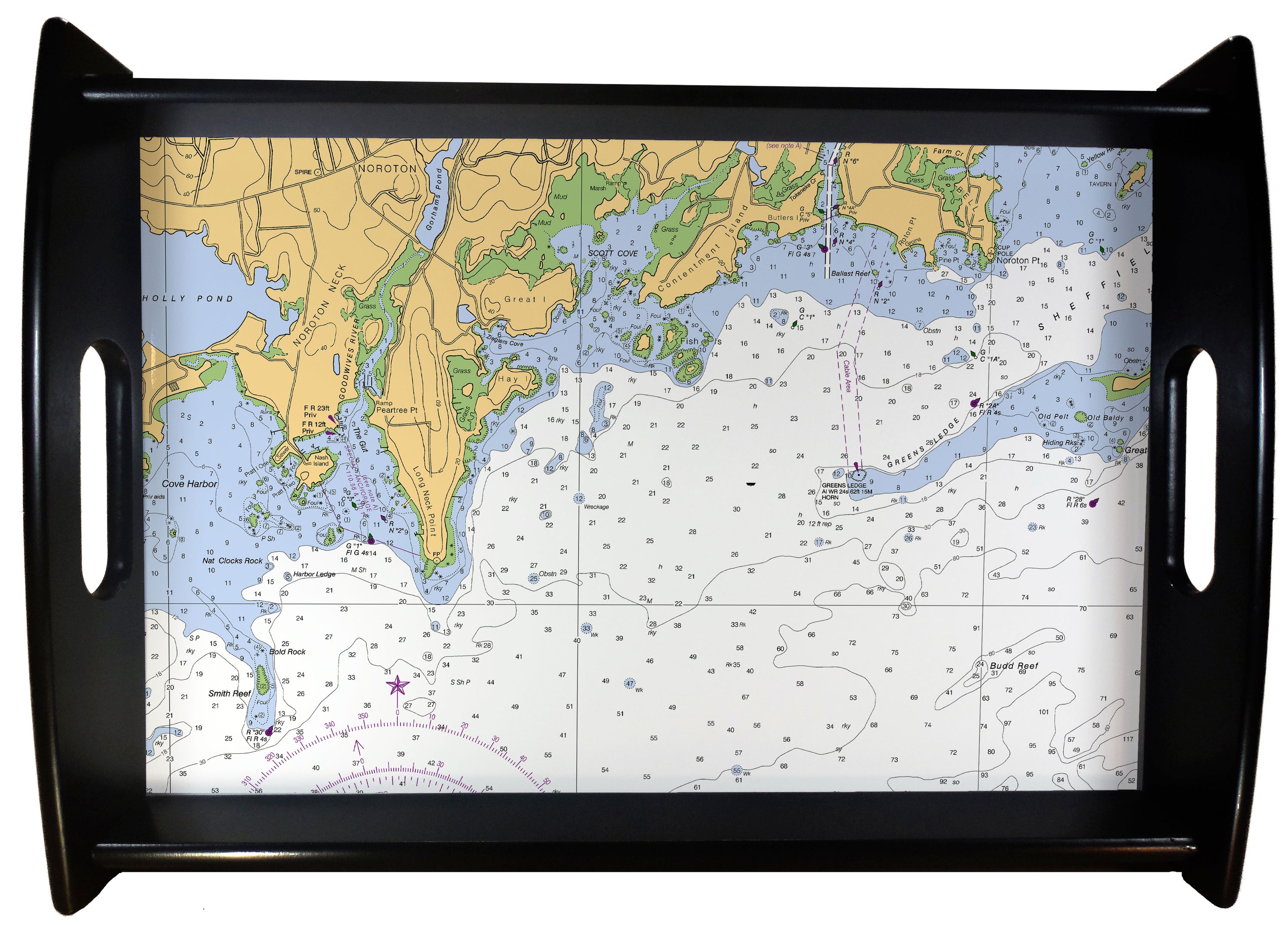 Darien CT Nautical Chart SERVING TRAY