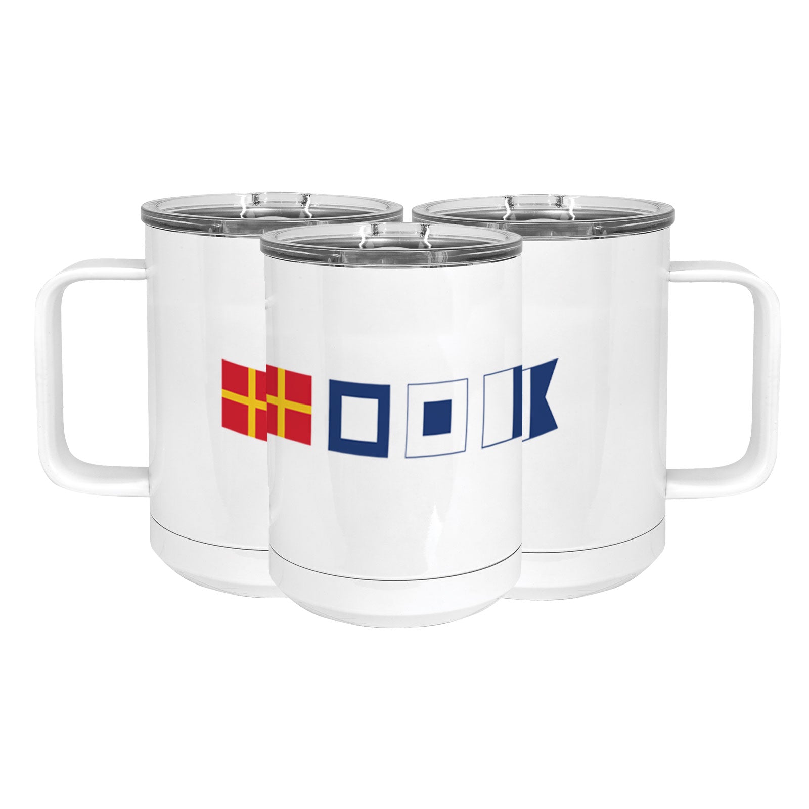 Roton Point Nautical Flags Stainless Steel Coffee Mug with Lid