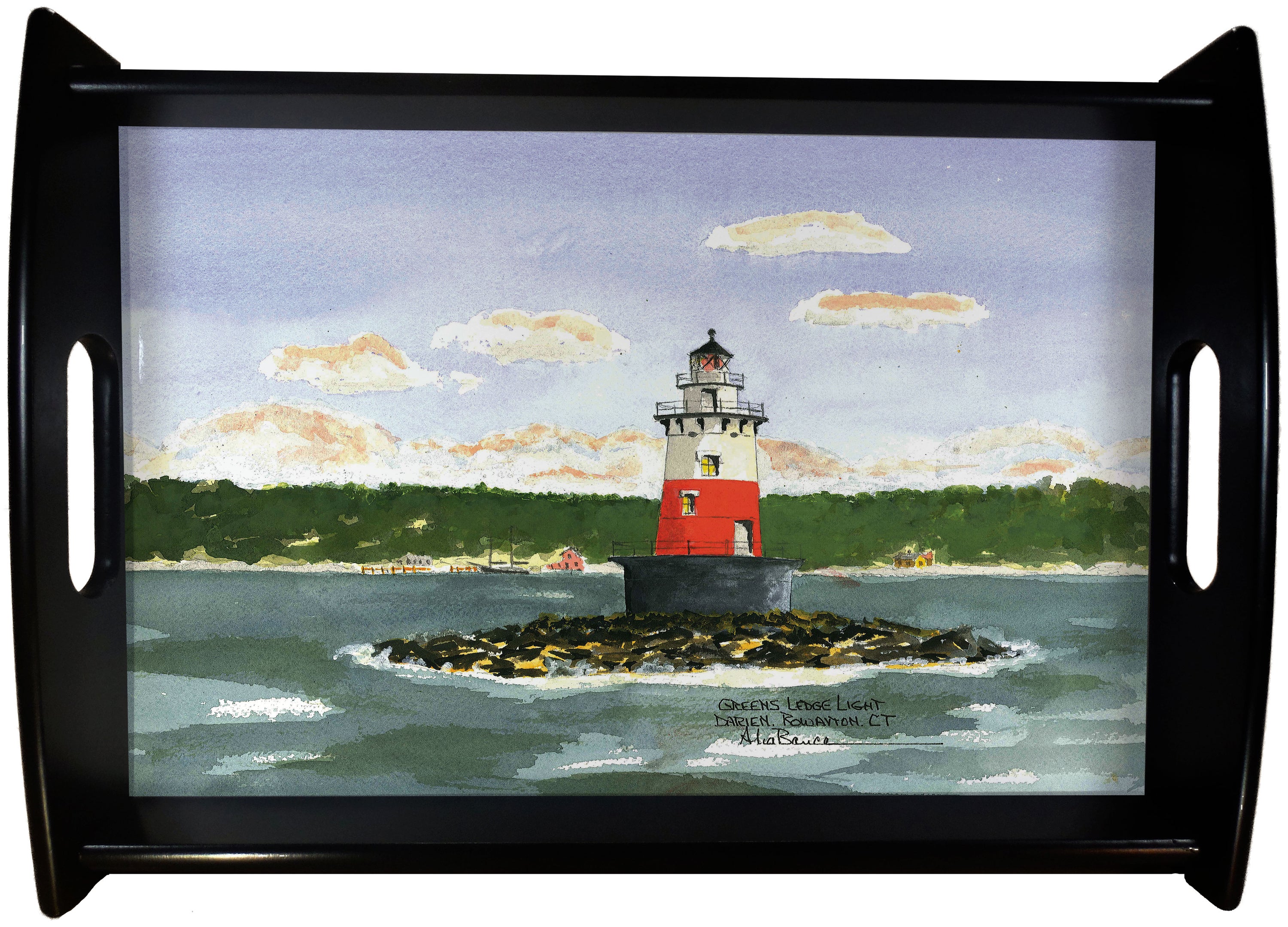 Greens Ledge Light Rowayton CT. SERVING TRAY