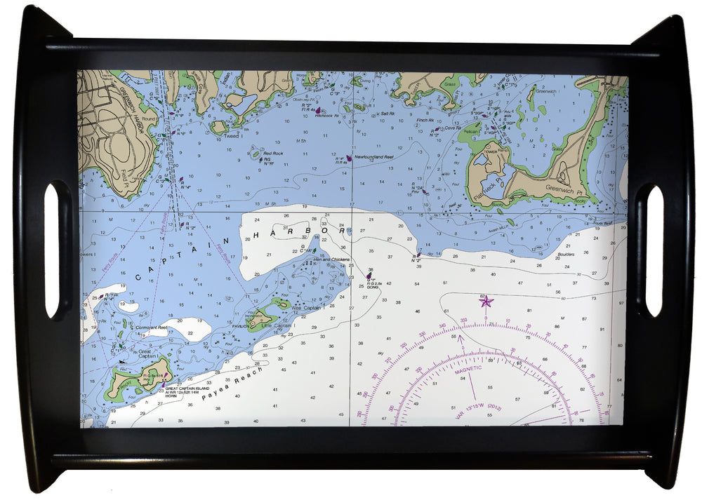 Greenwich CT Nautical Chart SERVING TRAY