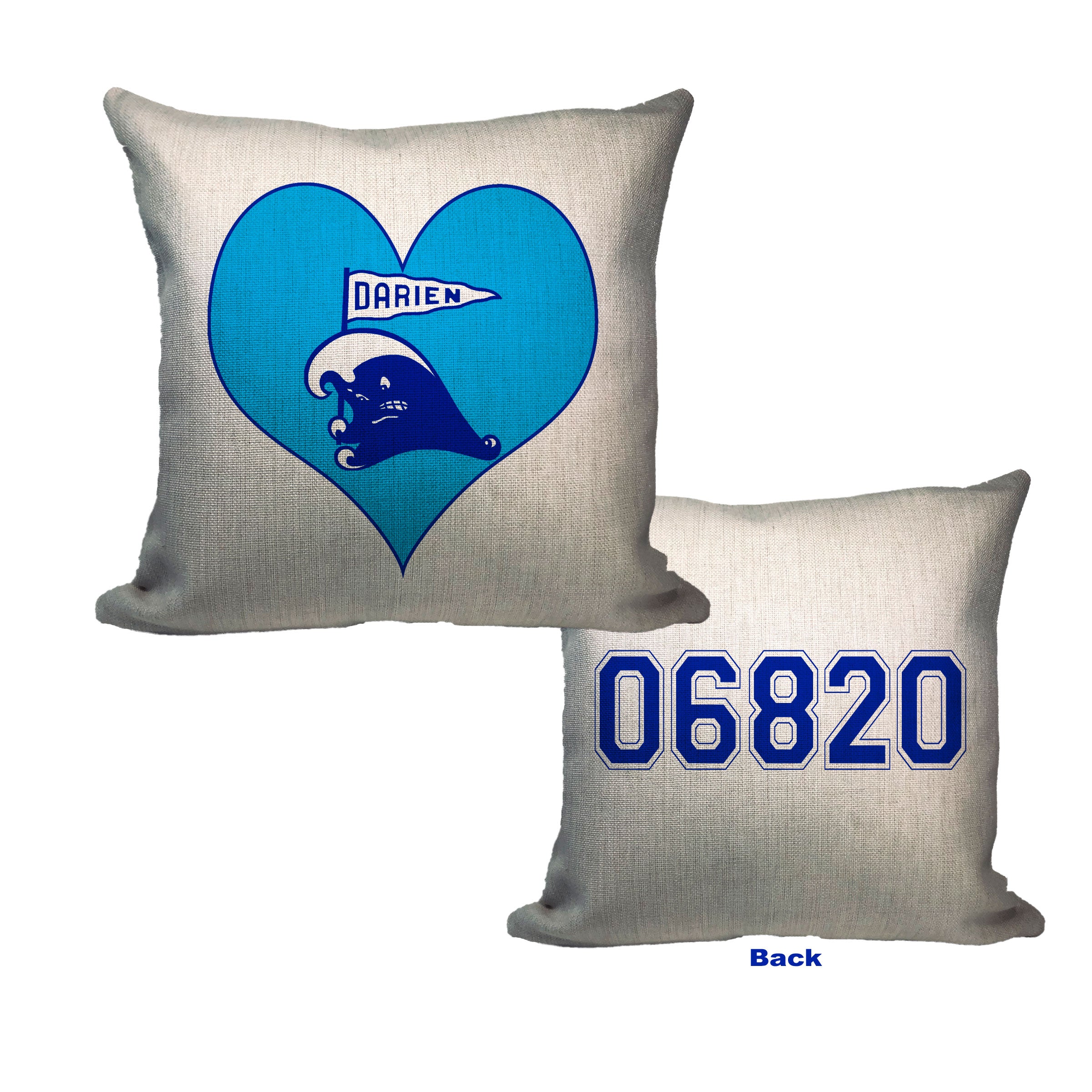 Blue Wave Heart Throw Pillow