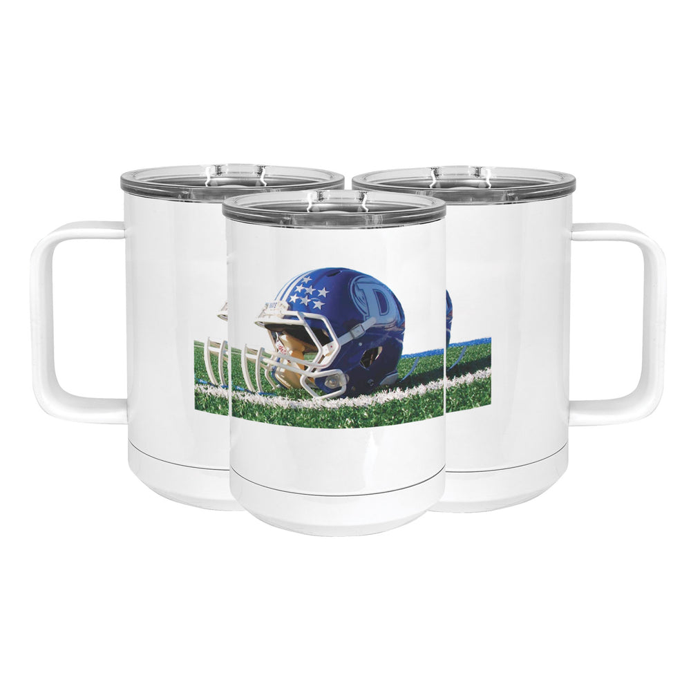 Blue Wave Football Helmet Stainless Steel Coffee Mug with Lid
