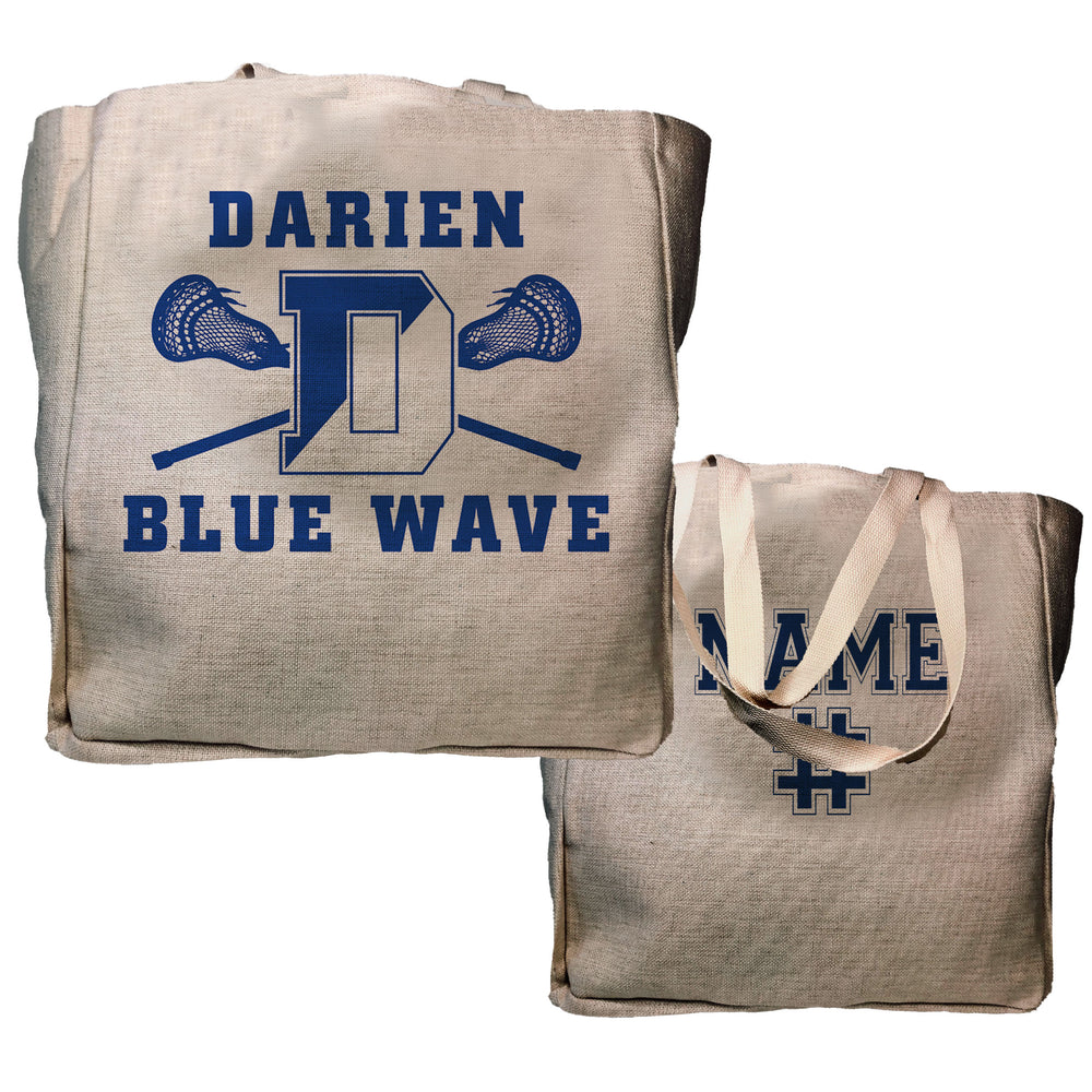 Blue Wave Lacrosse Tote Bag - Name & Number