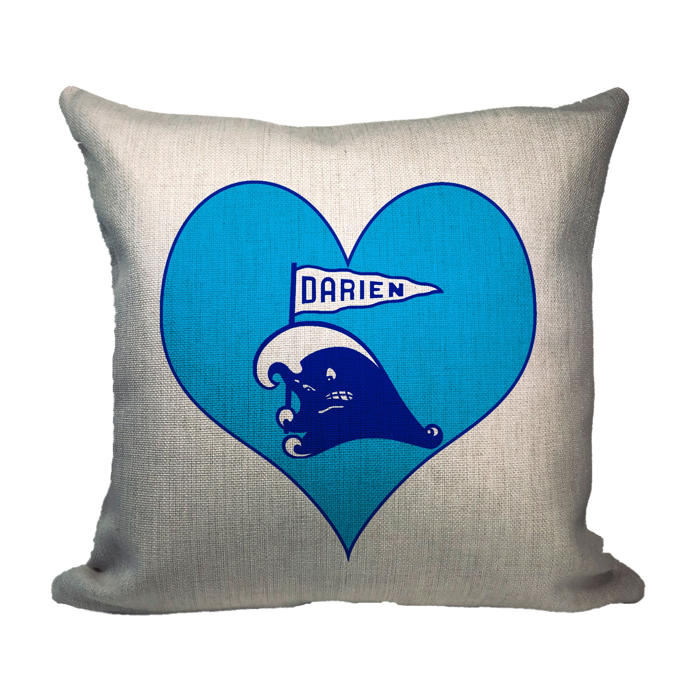 Blue Wave Heart Throw Pillow