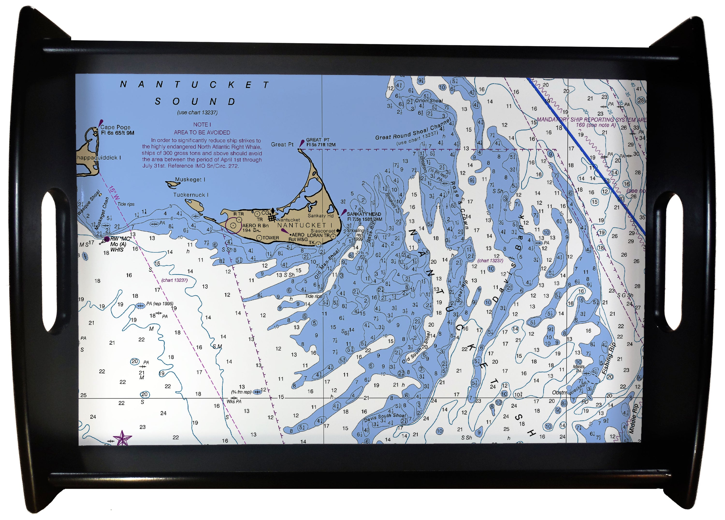 Nantucket Nautical Chart SERVING TRAY