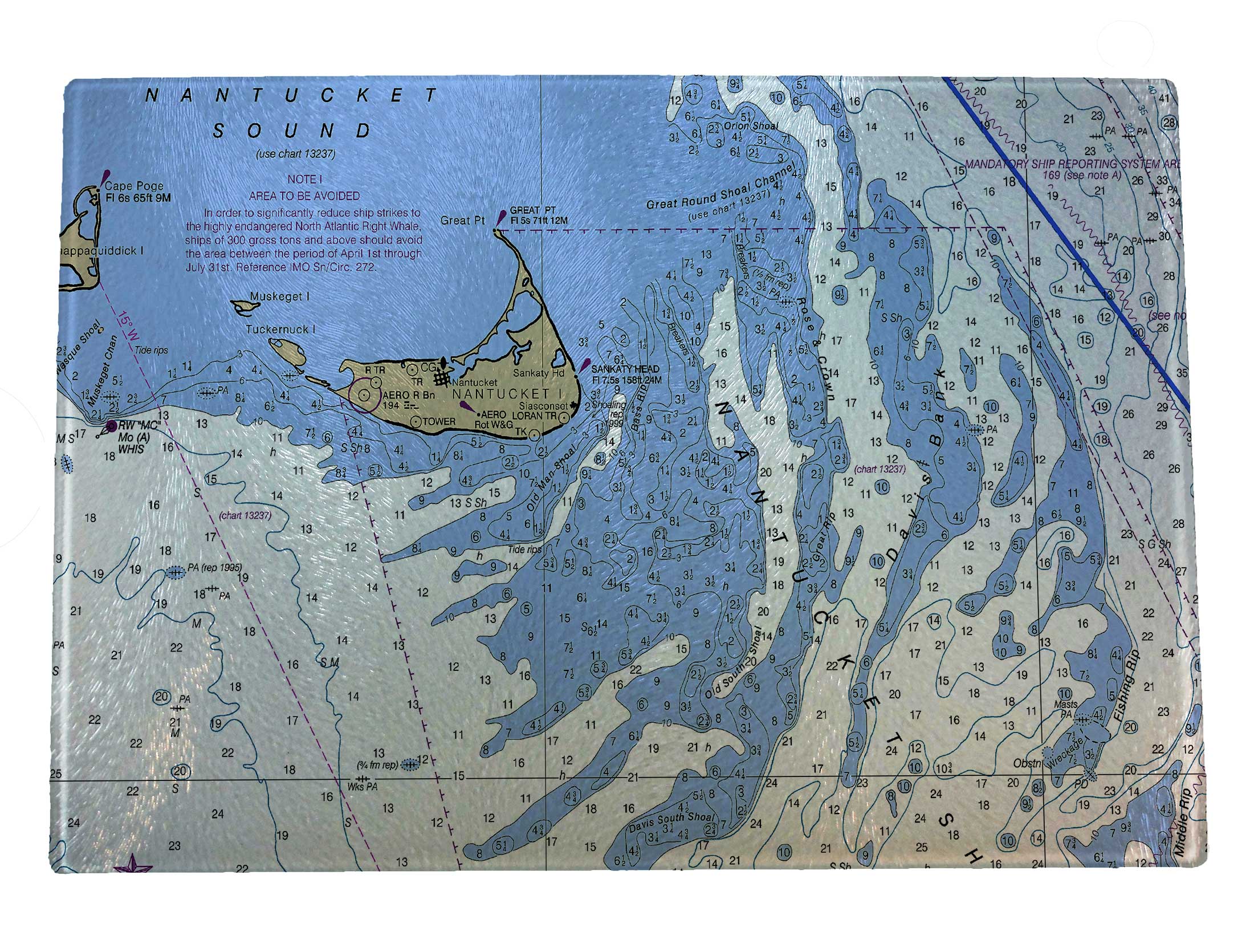 Nautical Charts Glass Cutting Boards