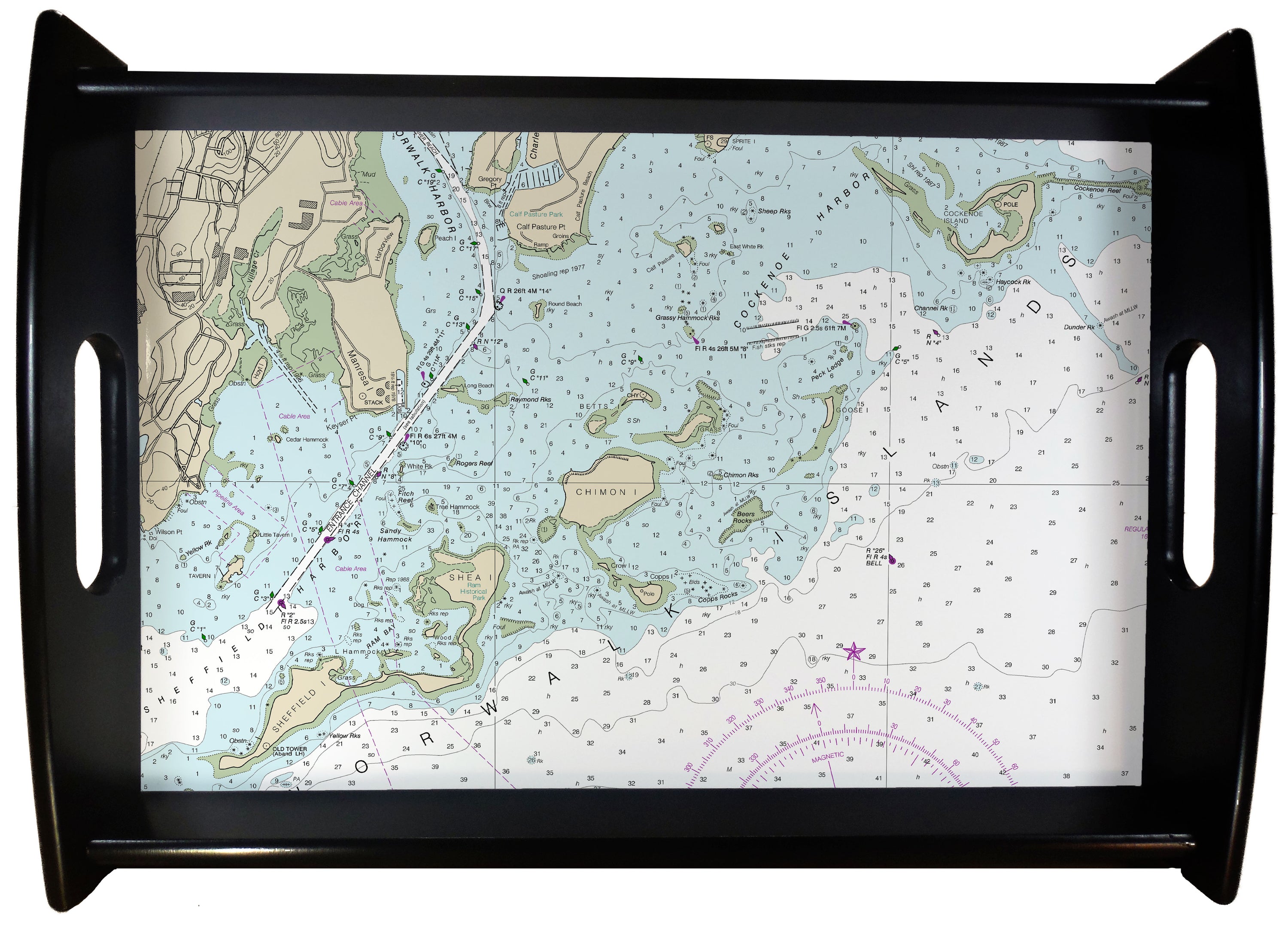 Nautical Charts Serving Trays Espresso Black