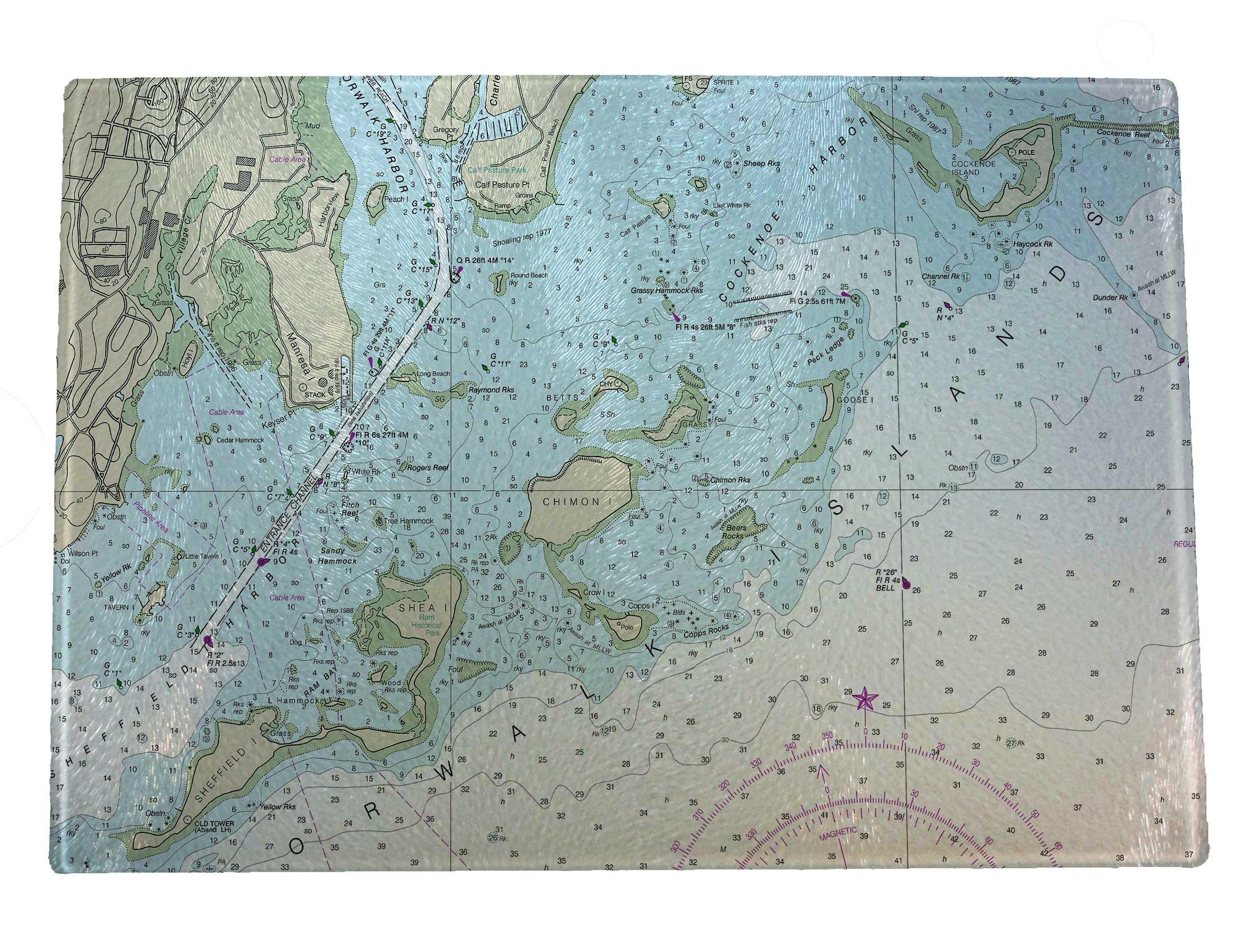 Nautical Charts Glass Cutting Boards