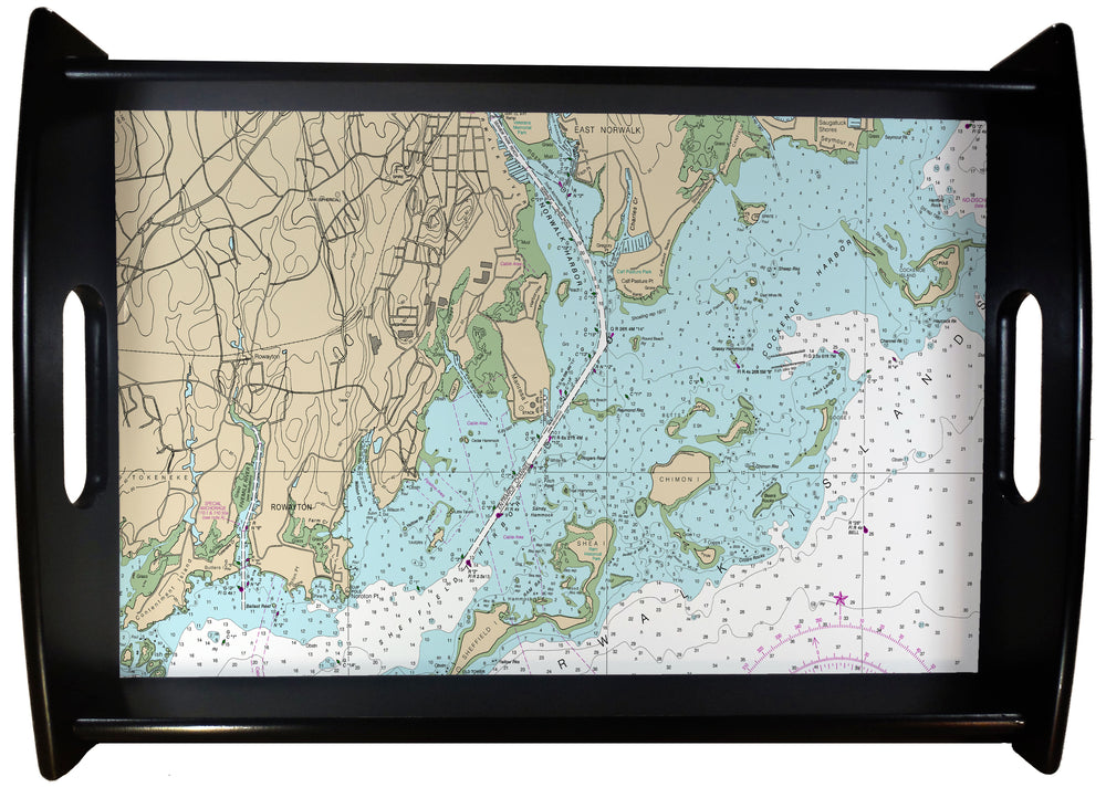 Rowayton CT Nautical Chart SERVING TRAY