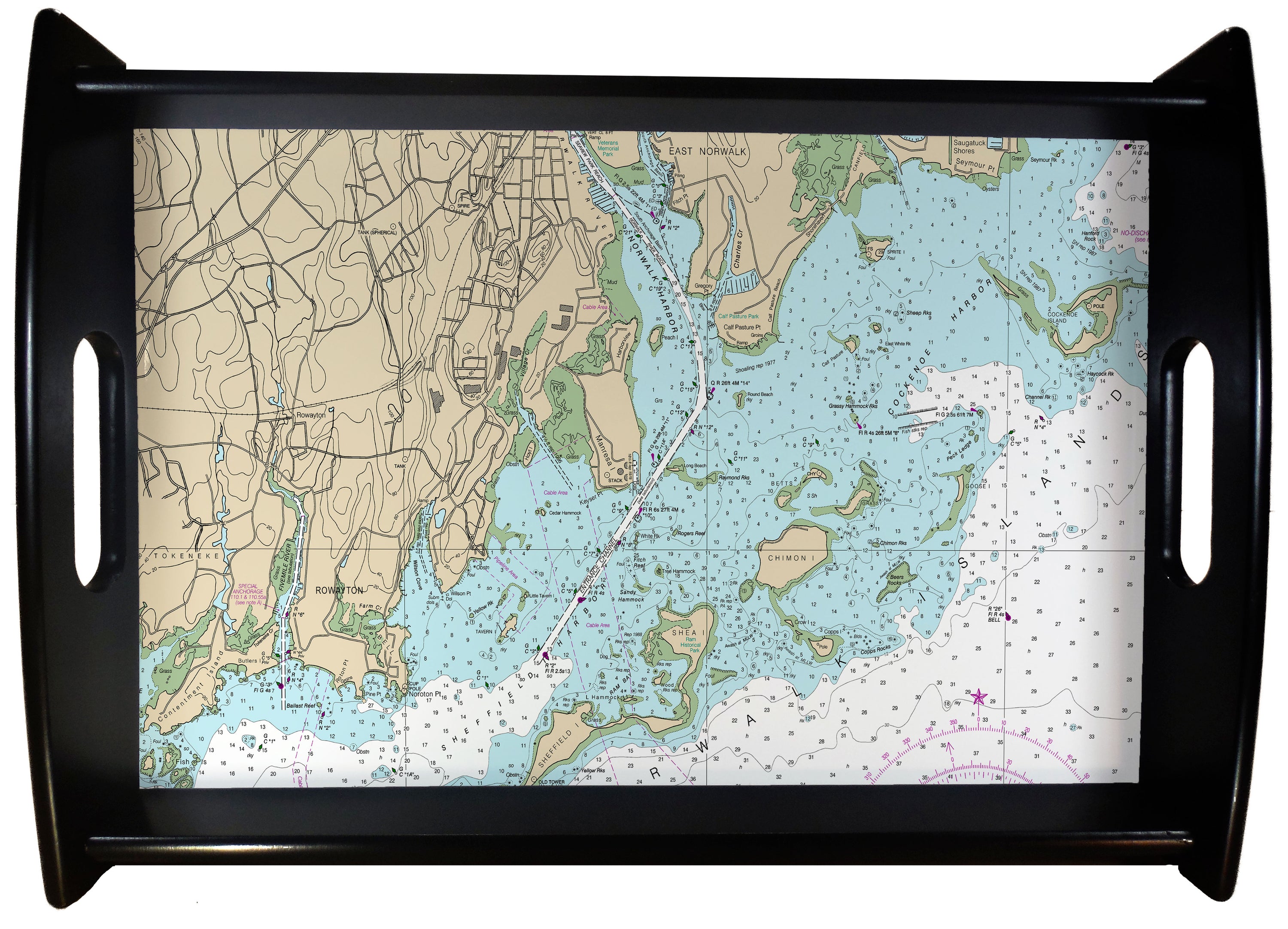 Nautical Charts Serving Trays Espresso Black