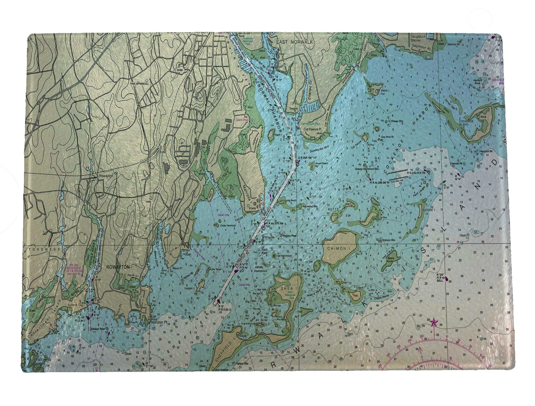 Nautical Charts Glass Cutting Boards