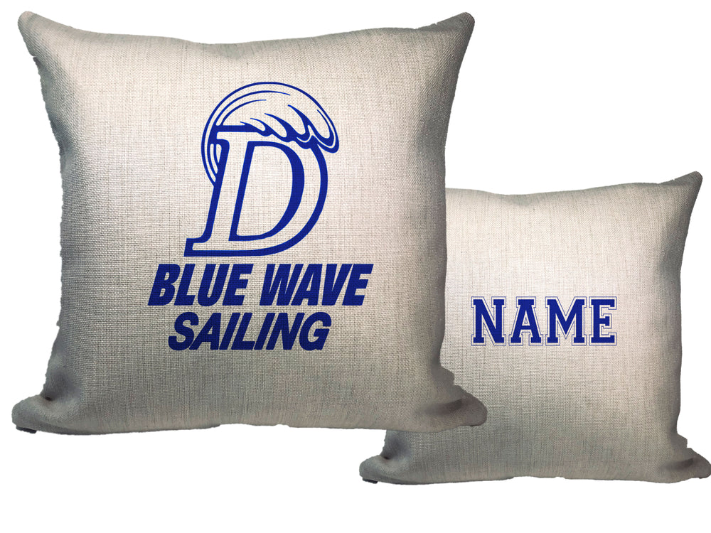 Blue Wave Sailing Throw Pillow - Name