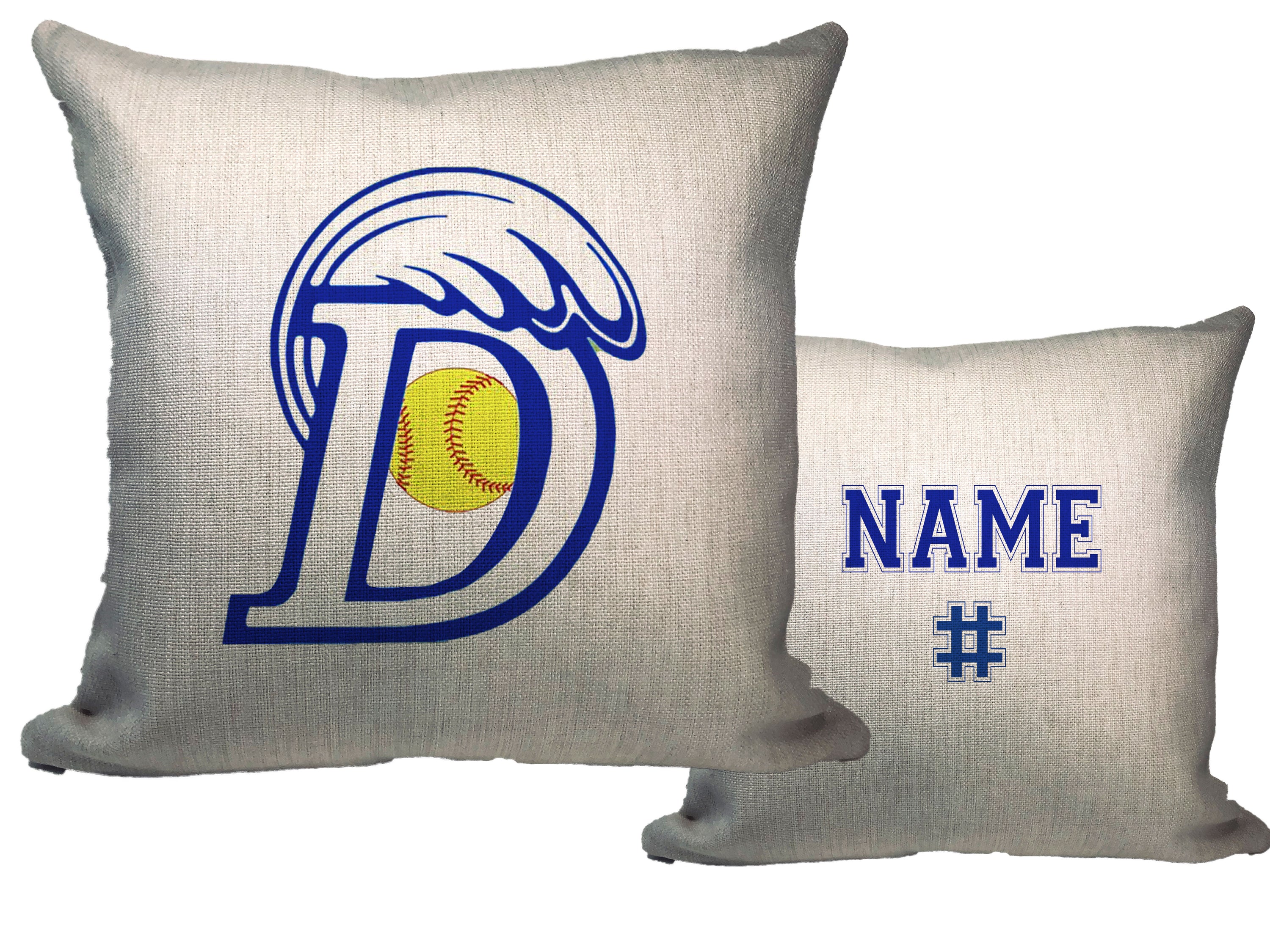 Blue Wave Softball Throw Pillow - Name & Number