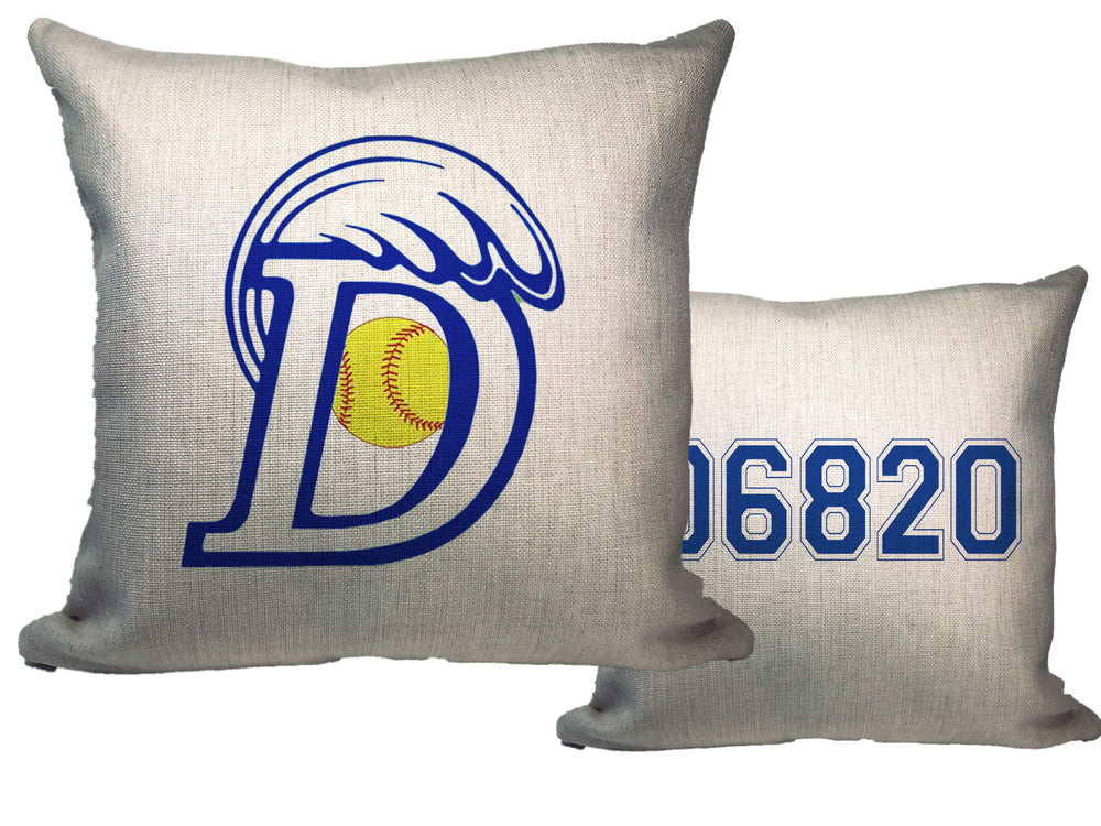 Blue Wave Softball Throw Pillow - Zip