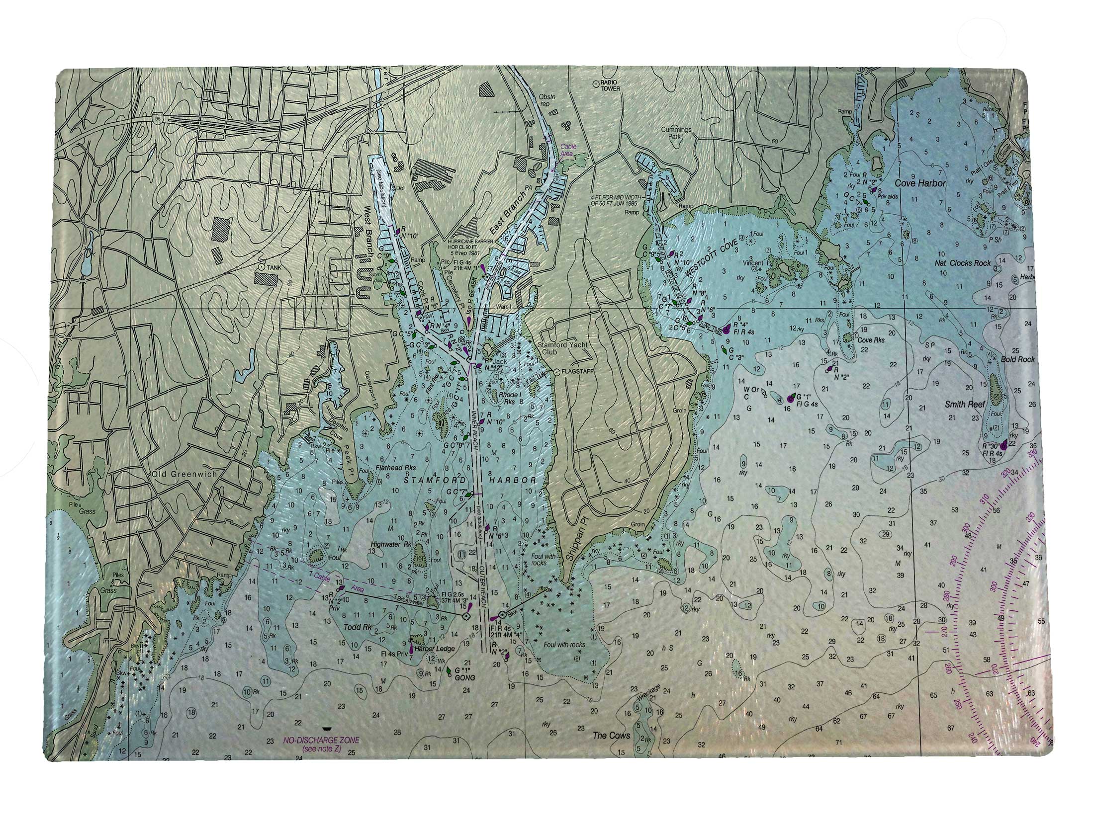 Nautical Charts Glass Cutting Boards