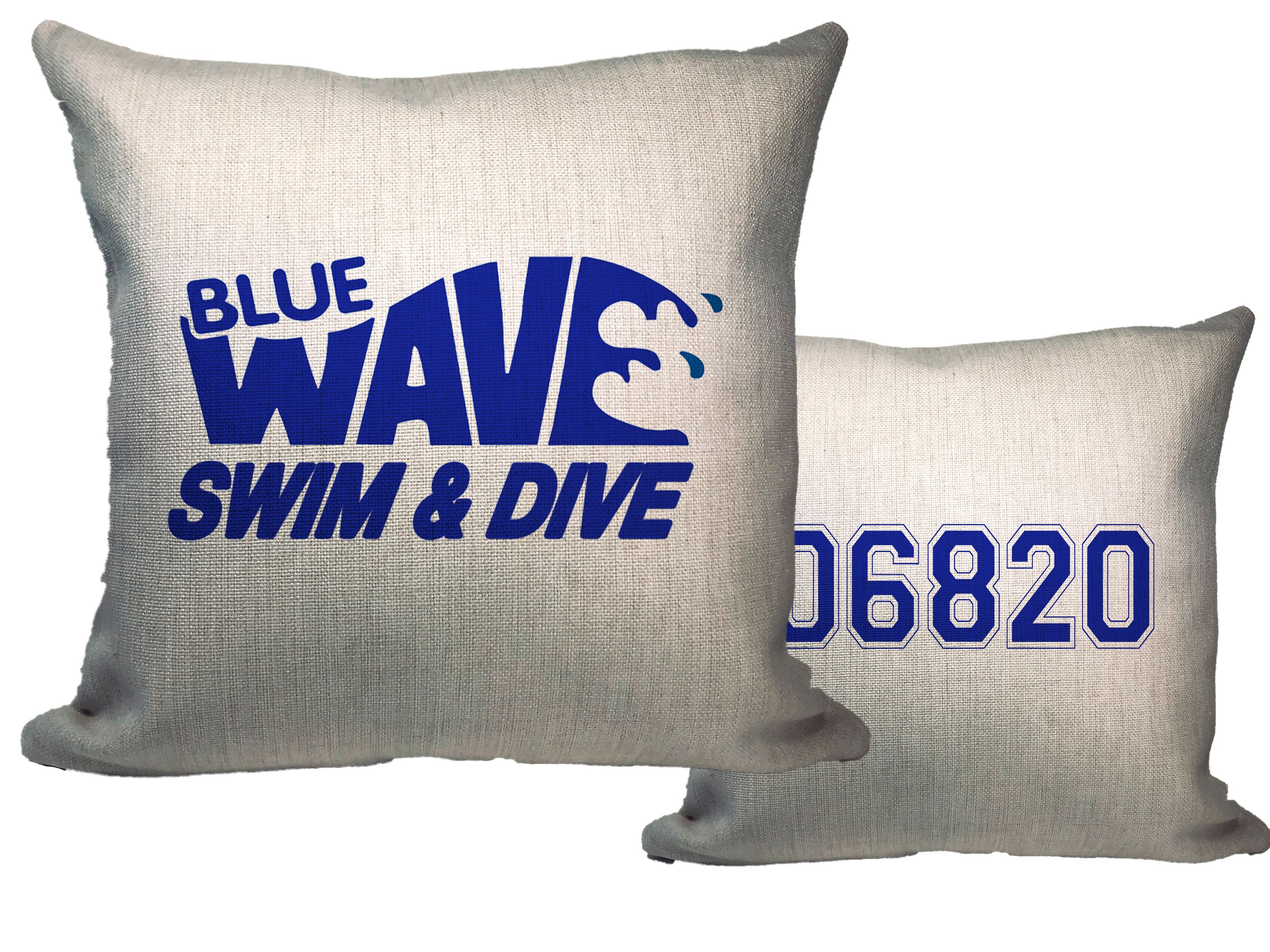 Blue Wave Swim & Dive Throw Pillow - Zip Code