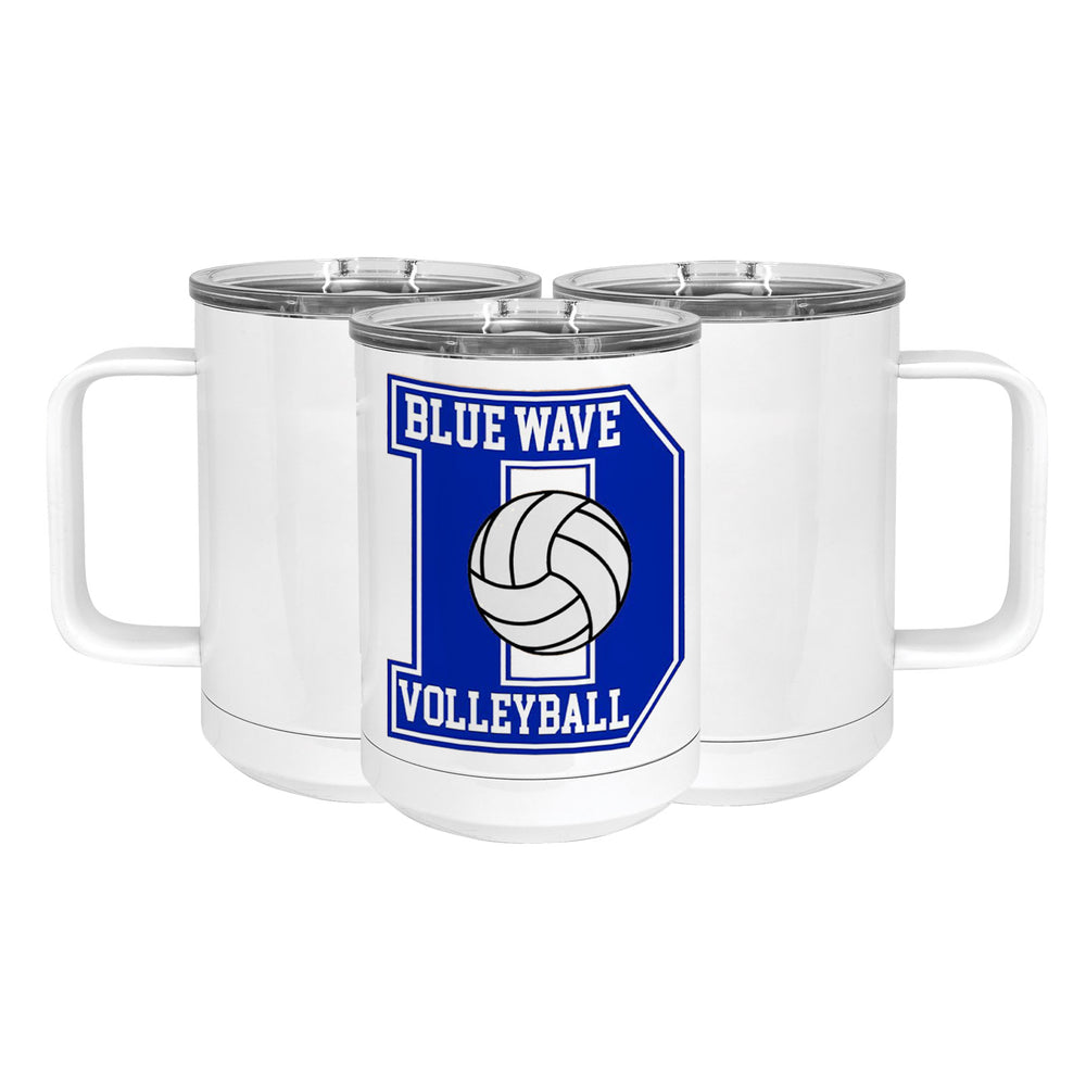 Blue Wave Volleyball Stainless Steel Coffee Mug with Lid