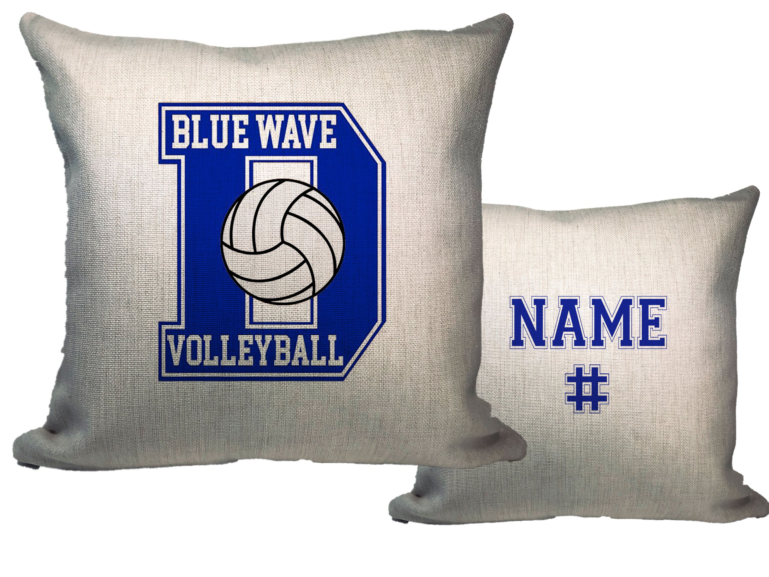 Blue Wave Volleyball Throw Pillow - Name