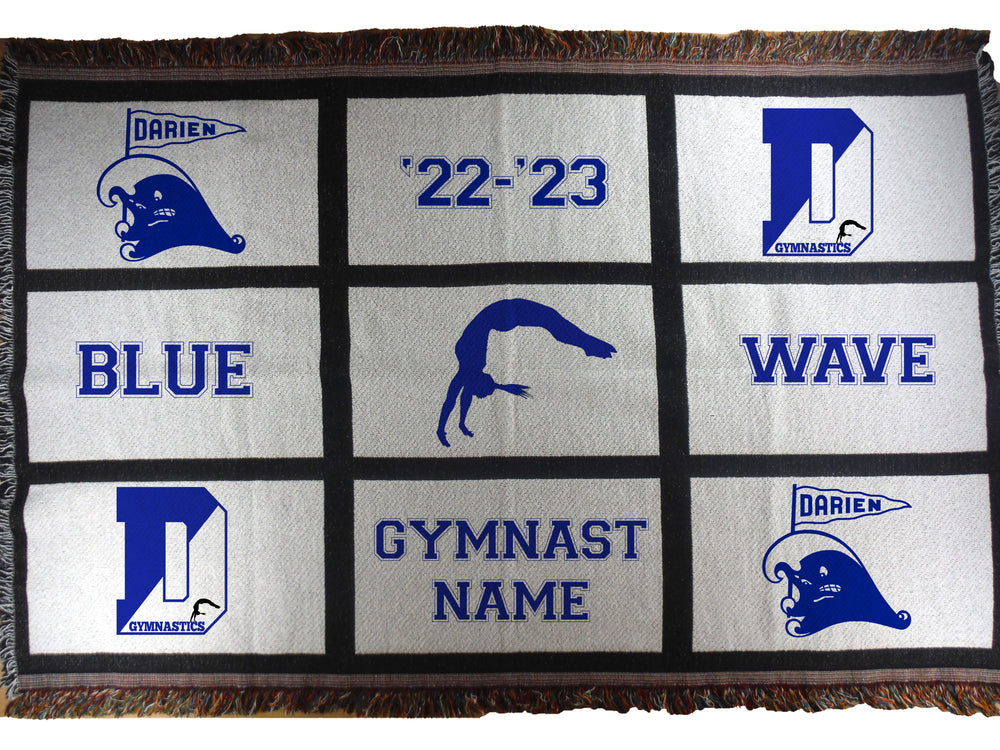 Nine Panel Throw Blanket - Blue Wave Gymnastics