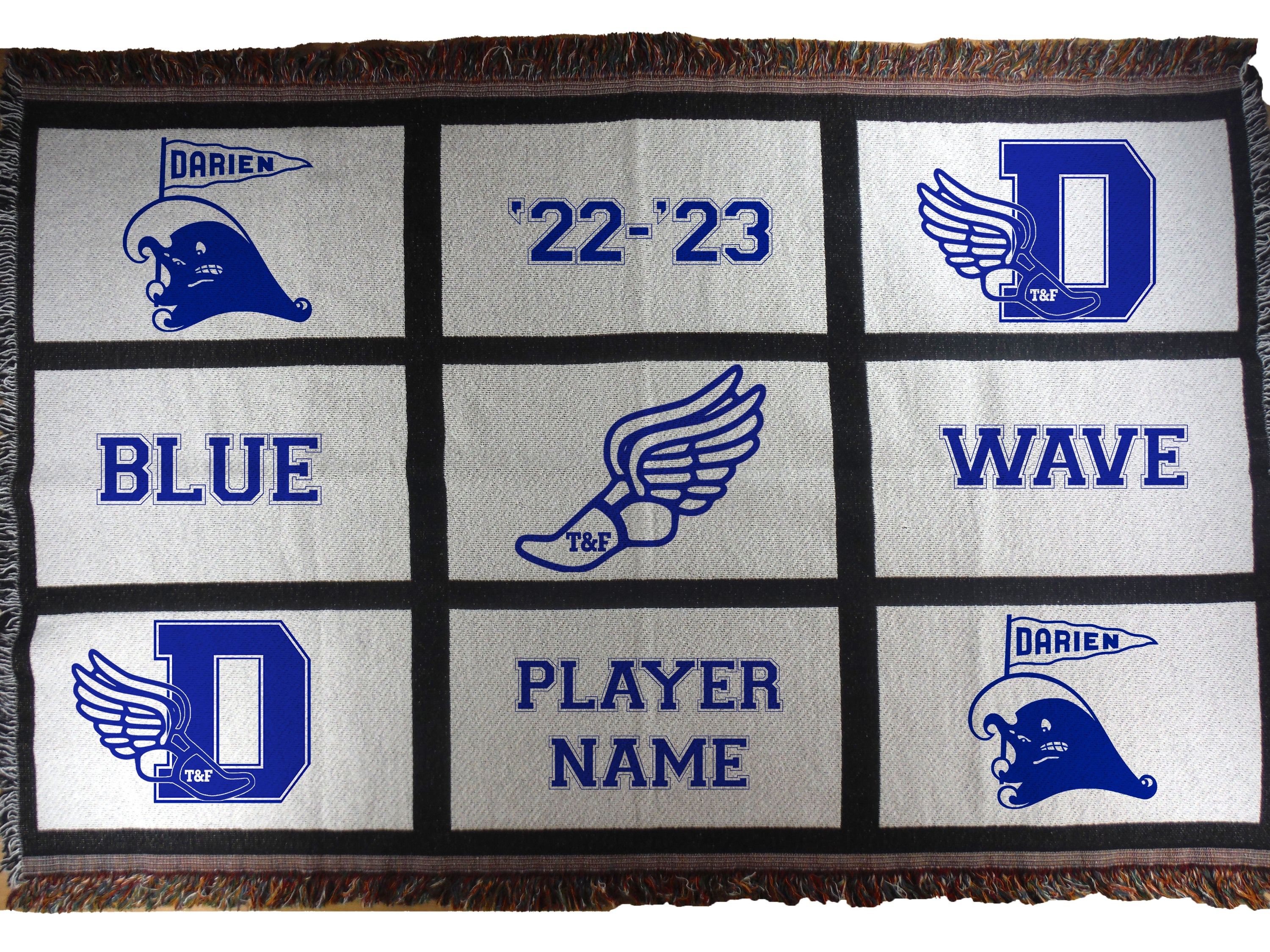 Nine Panel Throw Blanket - Blue Wave Track & Field