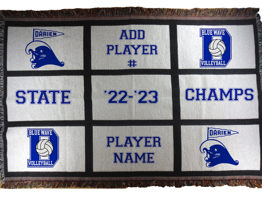 Nine Panel Throw Blanket - Blue Wave Volleyball