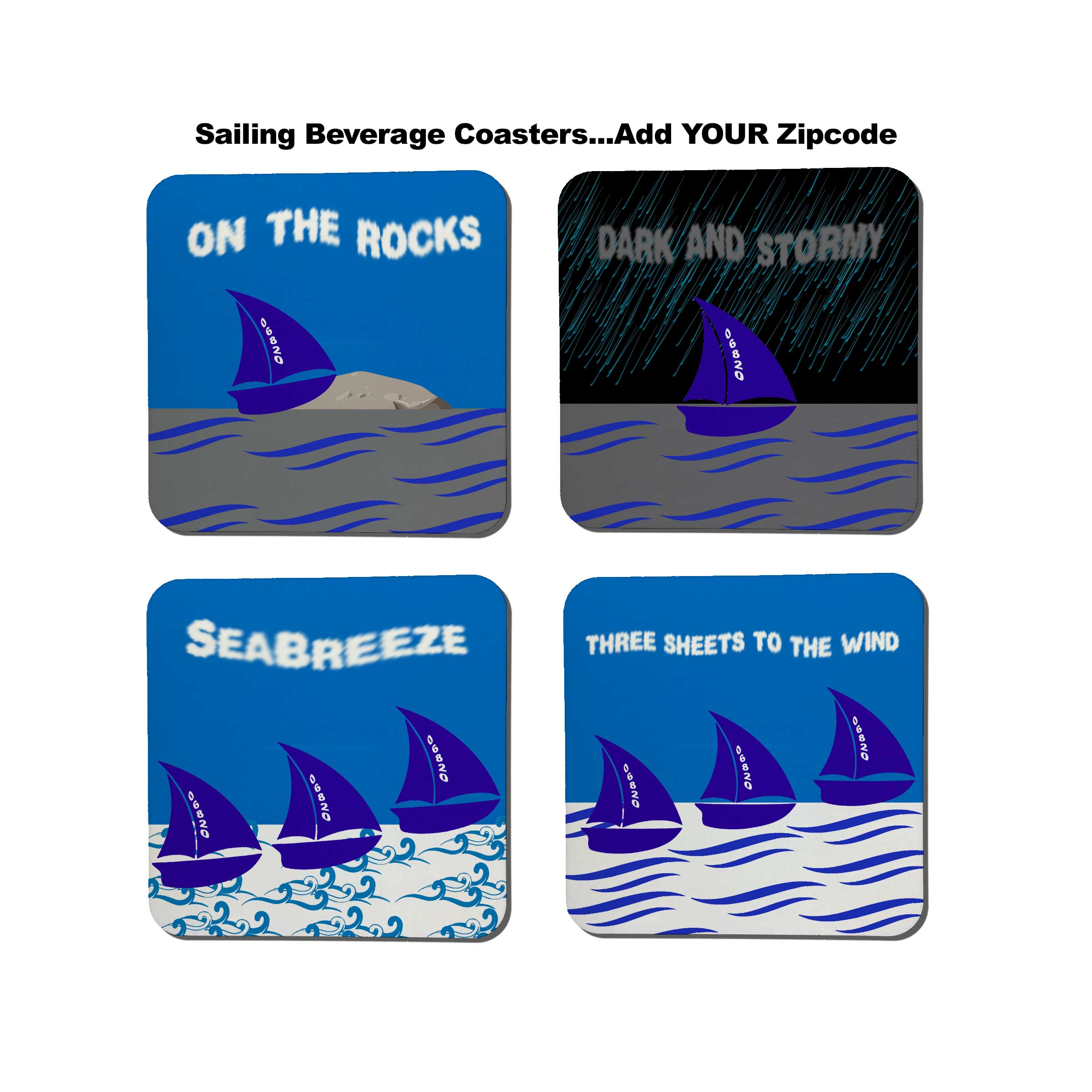 Sailing Beverage Sandstone Coasters - Square