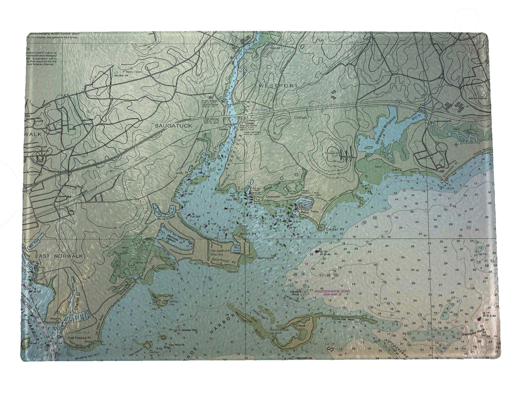 Nautical Charts Glass Cutting Boards