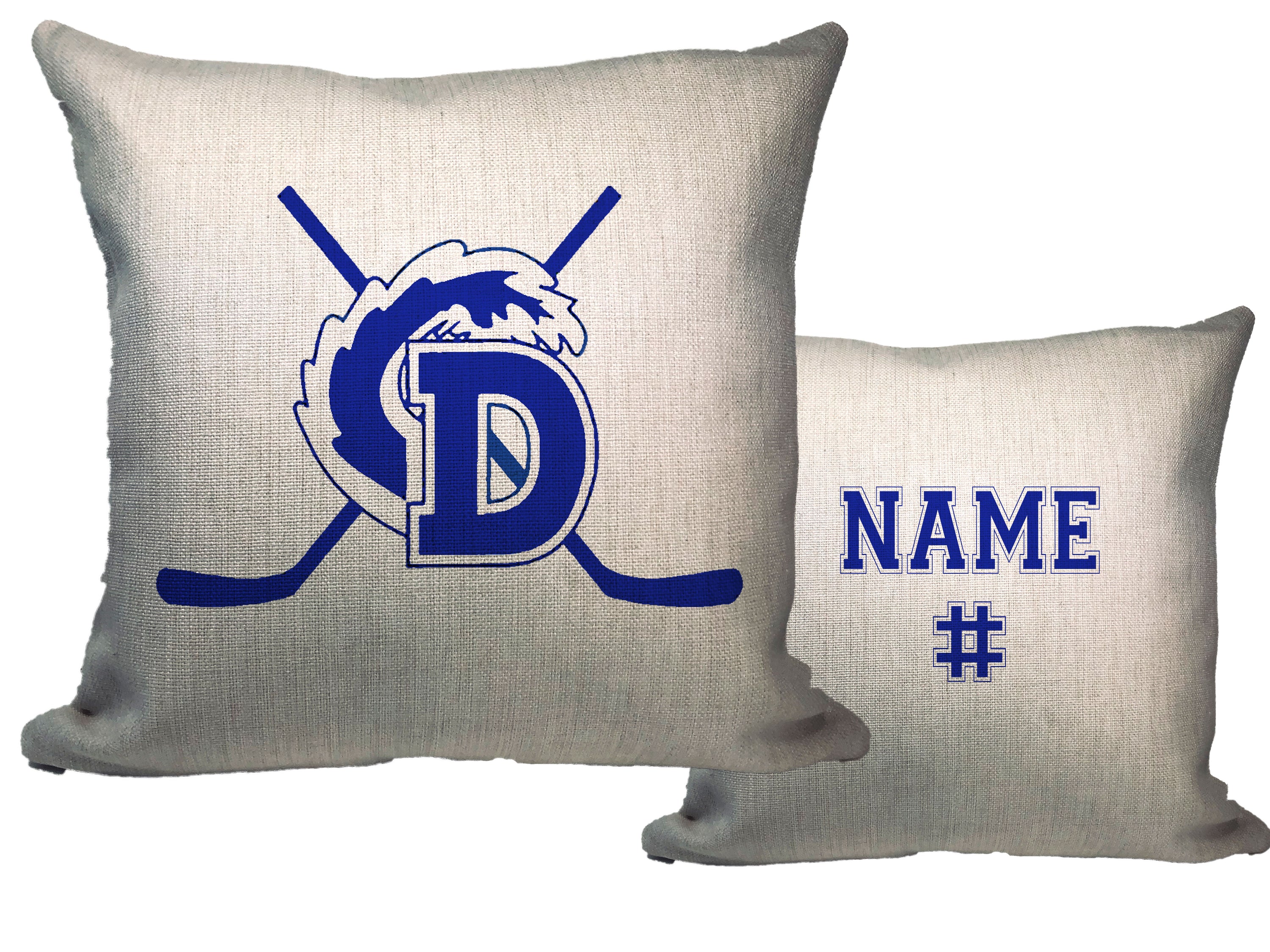 Blue Wave Hockey Throw Pillow - Name & Number