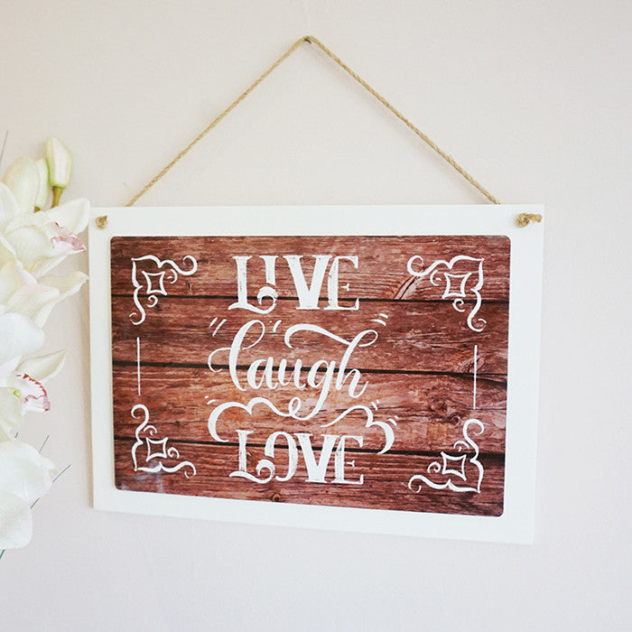 Hanging Wood Sign with Gloss Metal Image - White Coated Wood